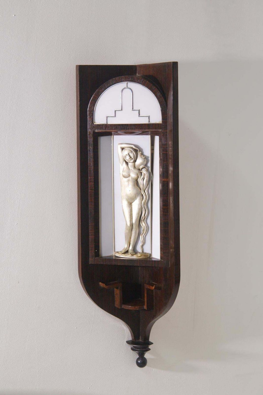 Lighting Italian Art Deco Wall Lamp In Gio Ponti Style With Silver Plated Wood Sculpture photo