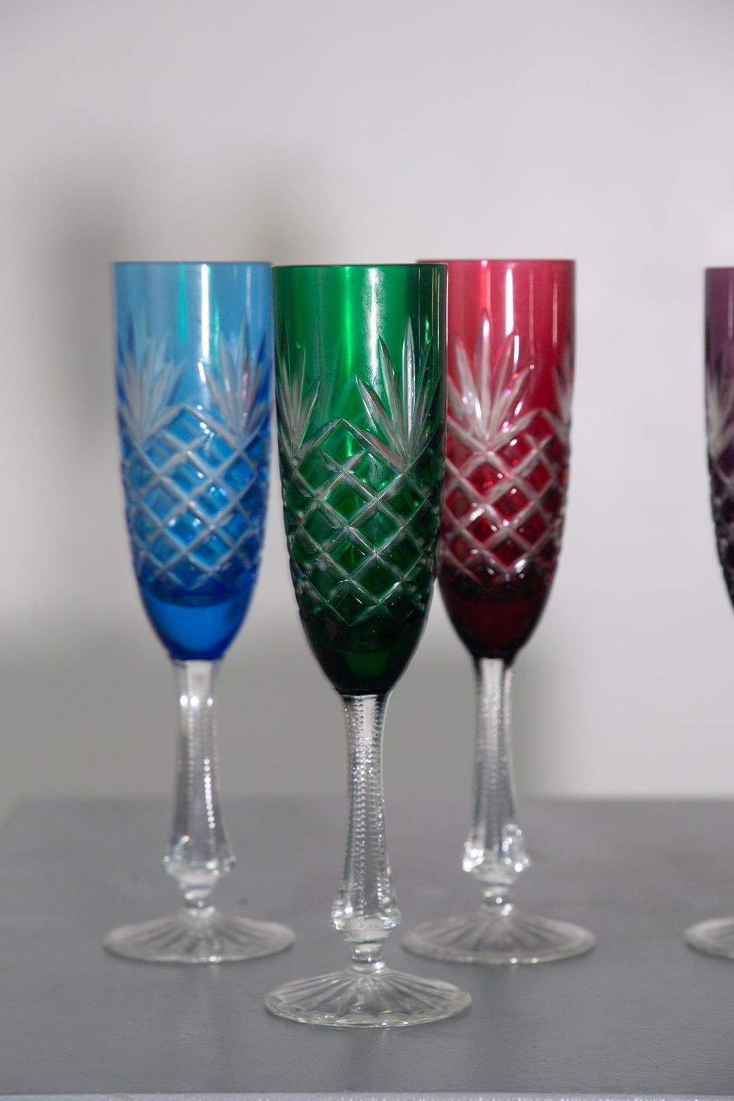 Set Of 6 Peter Carl Faberge Odessa Crystal Champagne Flutes, Signed photo vinterior