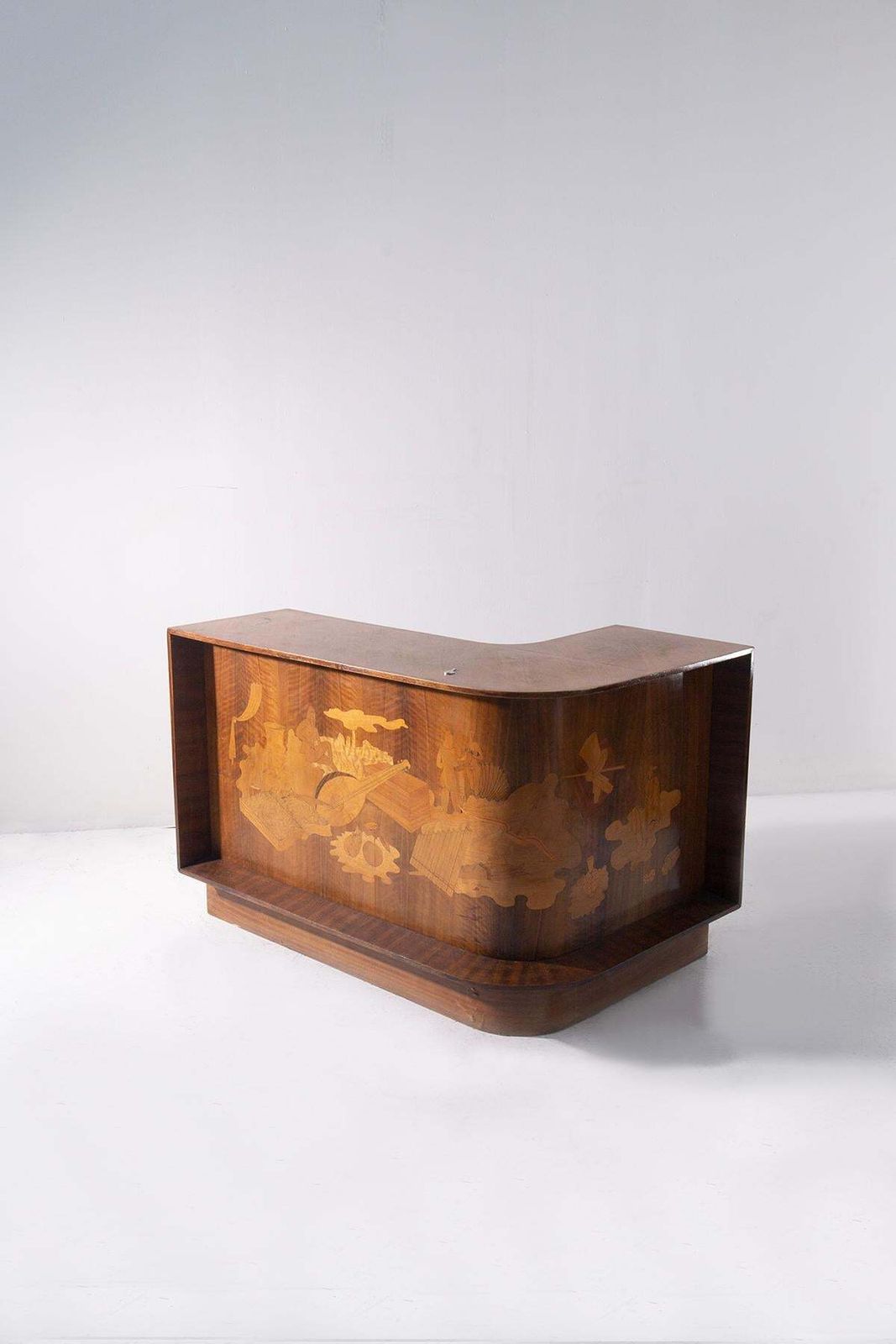 Luigi Scremin Corner Italian Bar Table Or Desk With Inlays photo for sale