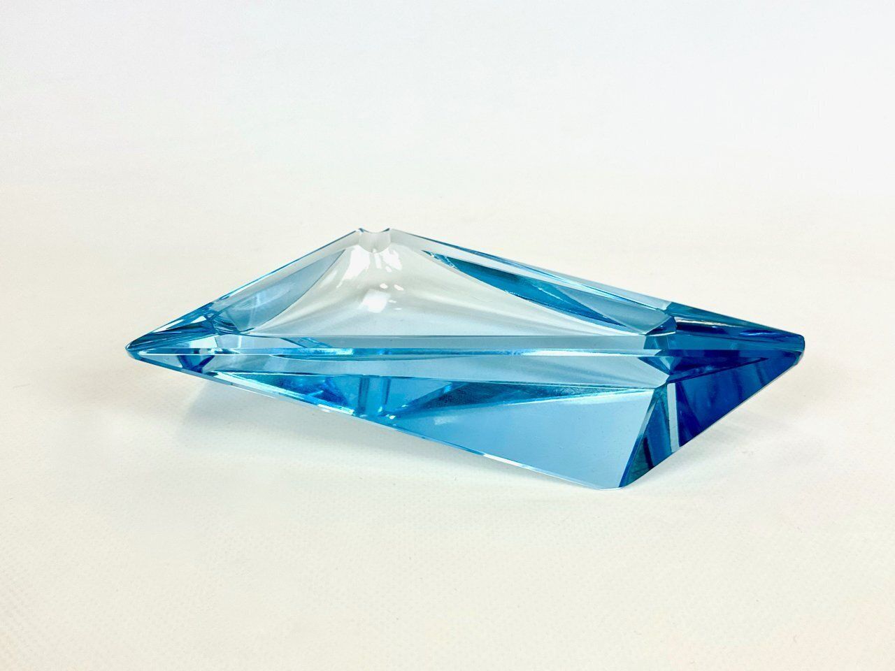 Art Deco Blue Glass Ashtray By Moser, 1930s