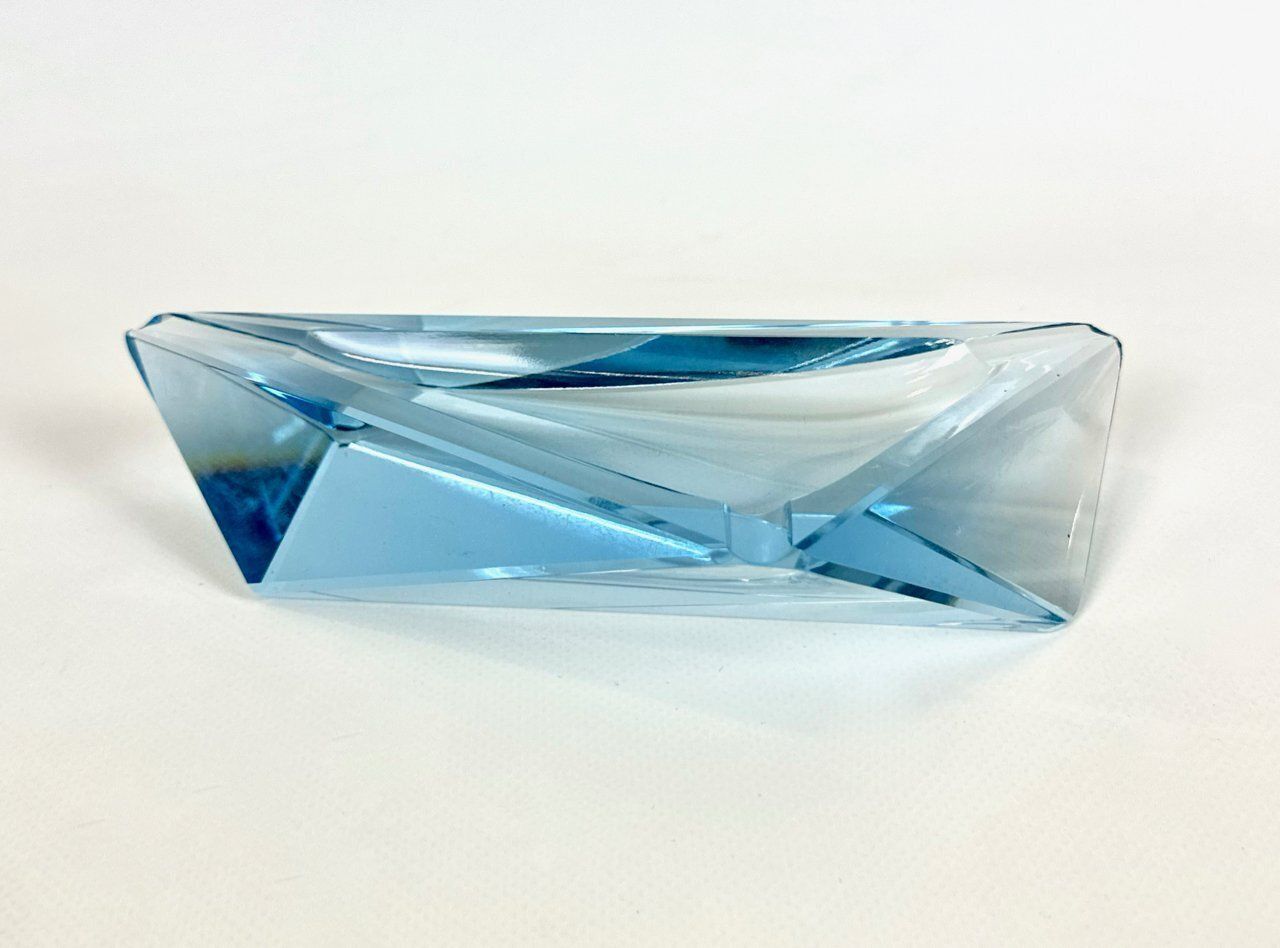 Art Deco Blue Glass Ashtray By Moser, 1930s photo for sale