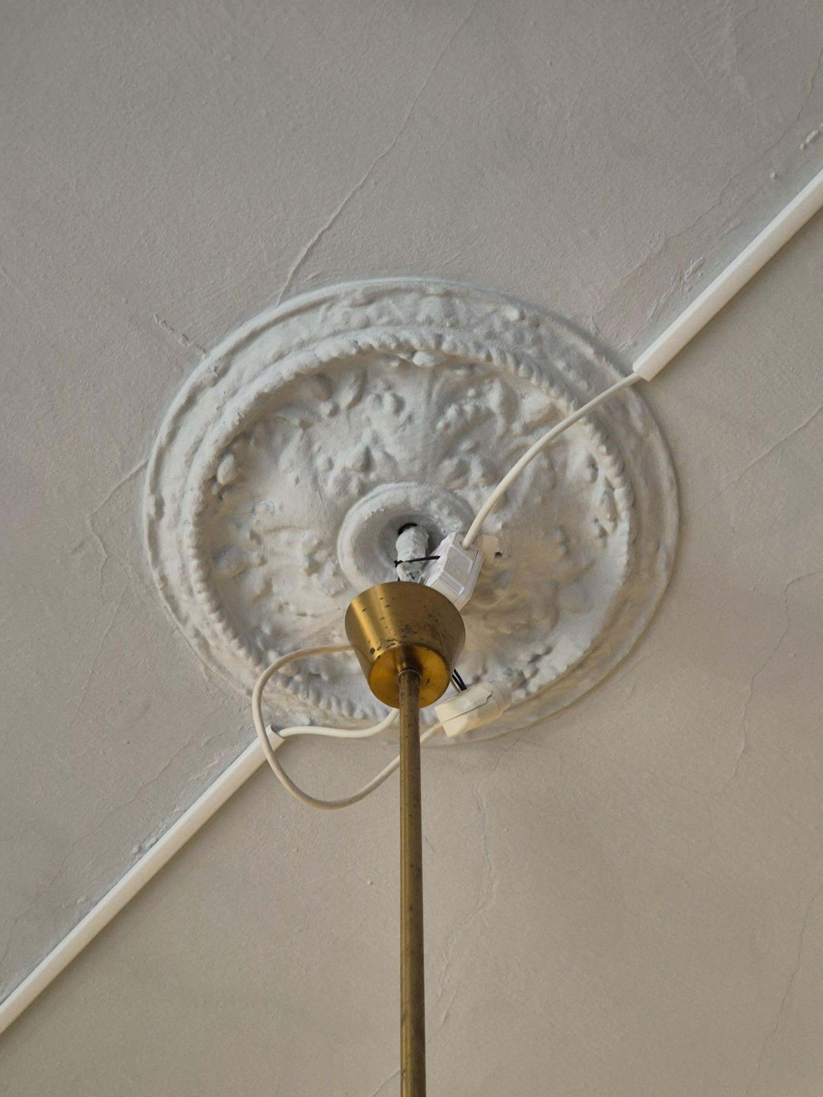 16567.0 Holger Johansson, Chandelier In Brass And Grey Glass, Scandinavian Modern photo