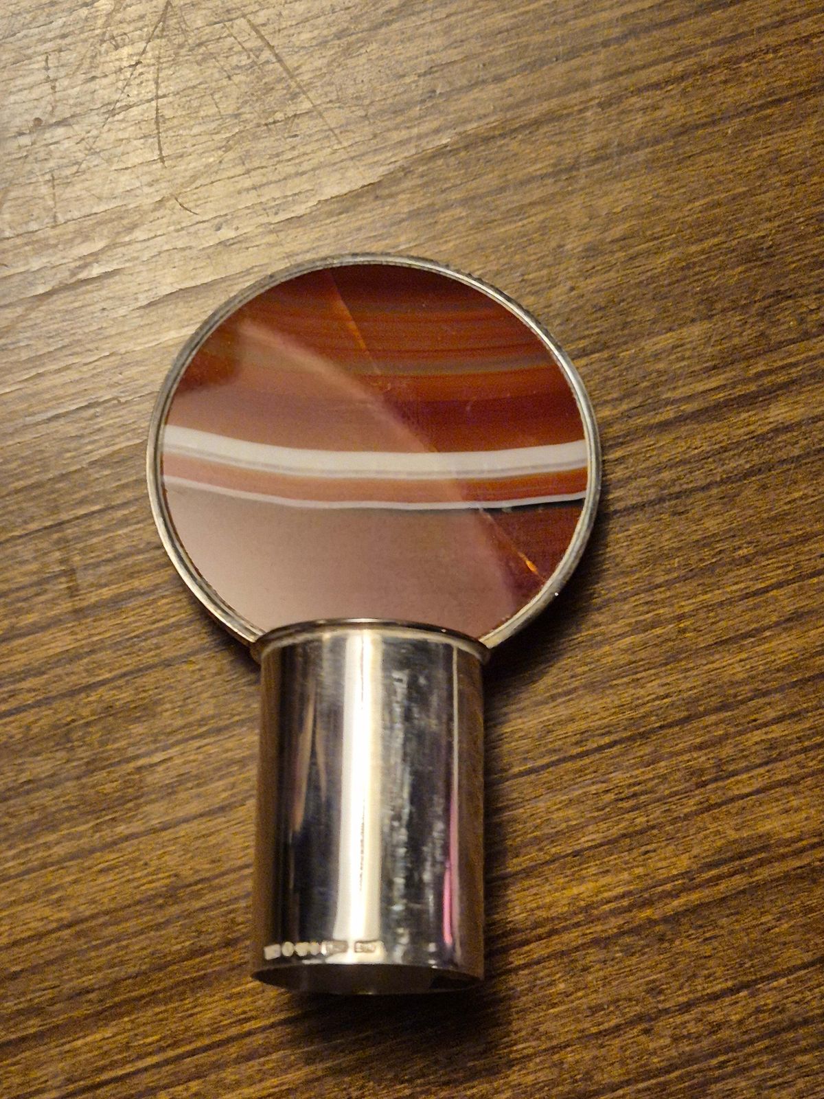 Sculptural Flask In Solid Silver With Agate By Inga Lagervall, Swedish 1952. photo for sale