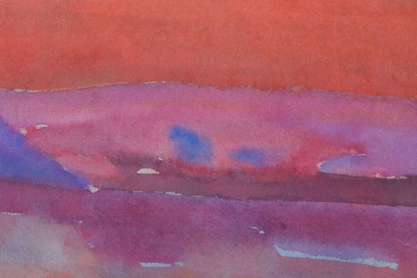 Lars Bertle. Watercolour On Paper. Abstract Landscape In Red And Violet Tones photo for sale