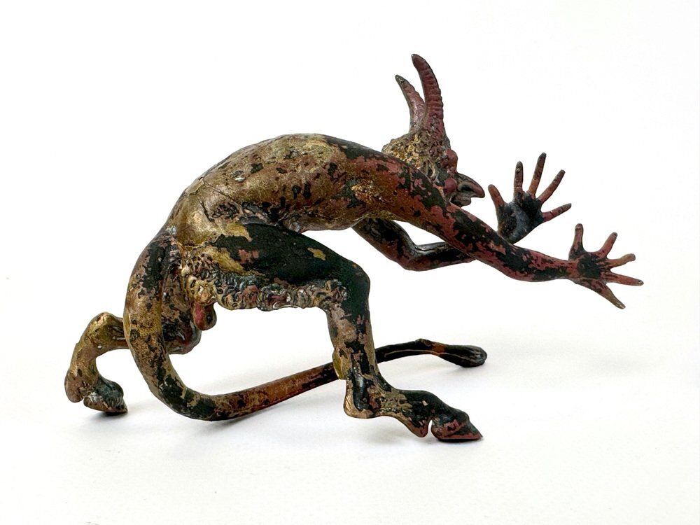 Cold Polychromed Bronze Mephisto Figurine Attributed To Franz Xaver Bergmann, Austria, 1900s photo Home Decor