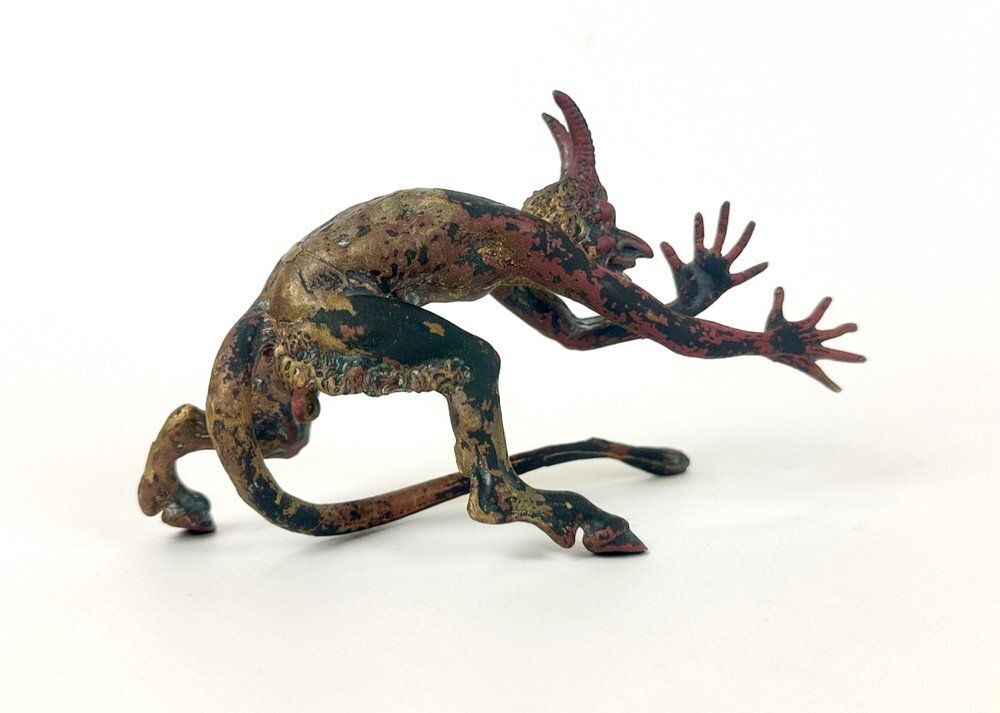 Cold Polychromed Bronze Mephisto Figurine Attributed To Franz Xaver Bergmann, Austria, 1900s photo vinterior