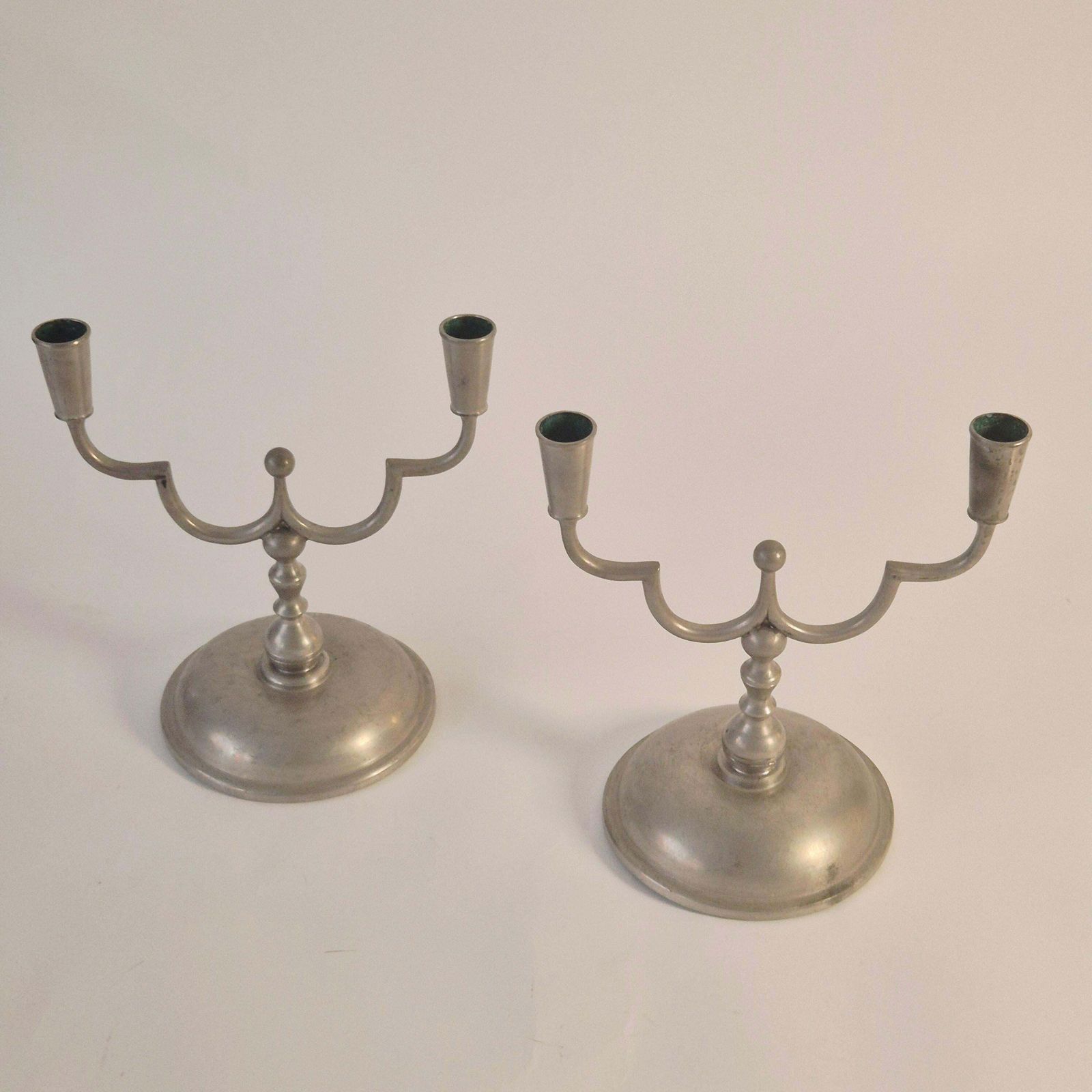 Elegant Swedish Grace Pewter Candelabras, 1 Pair By Herman Bergman 1929. photo for sale