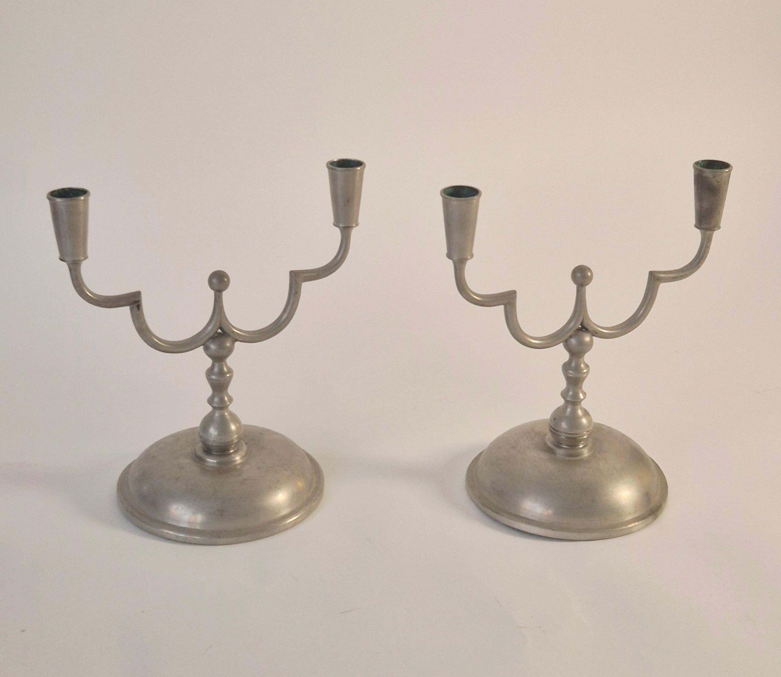 Elegant Swedish Grace Pewter Candelabras, 1 Pair By Herman Bergman 1929. photo Home Decor