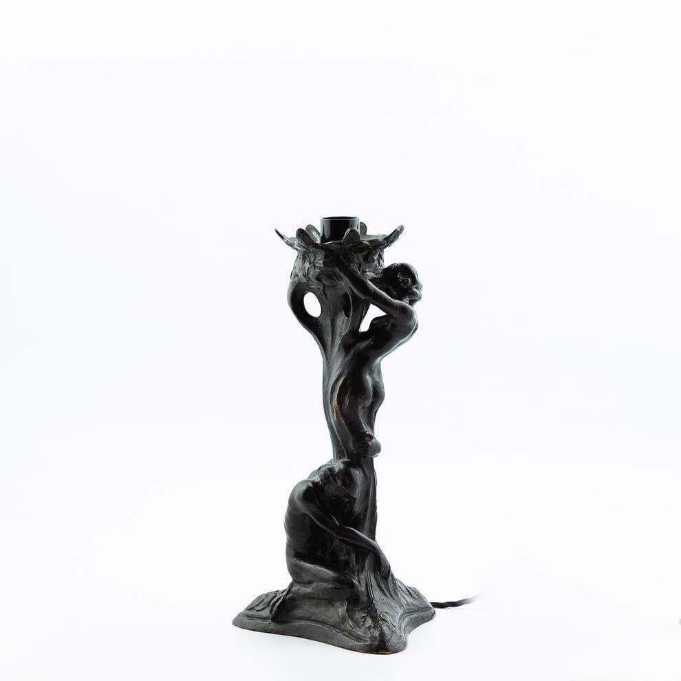 Alice Nordin, Table Lamp In Solid Bronze, Herman Bergman, Sweden Art Nouveau. photo for sale