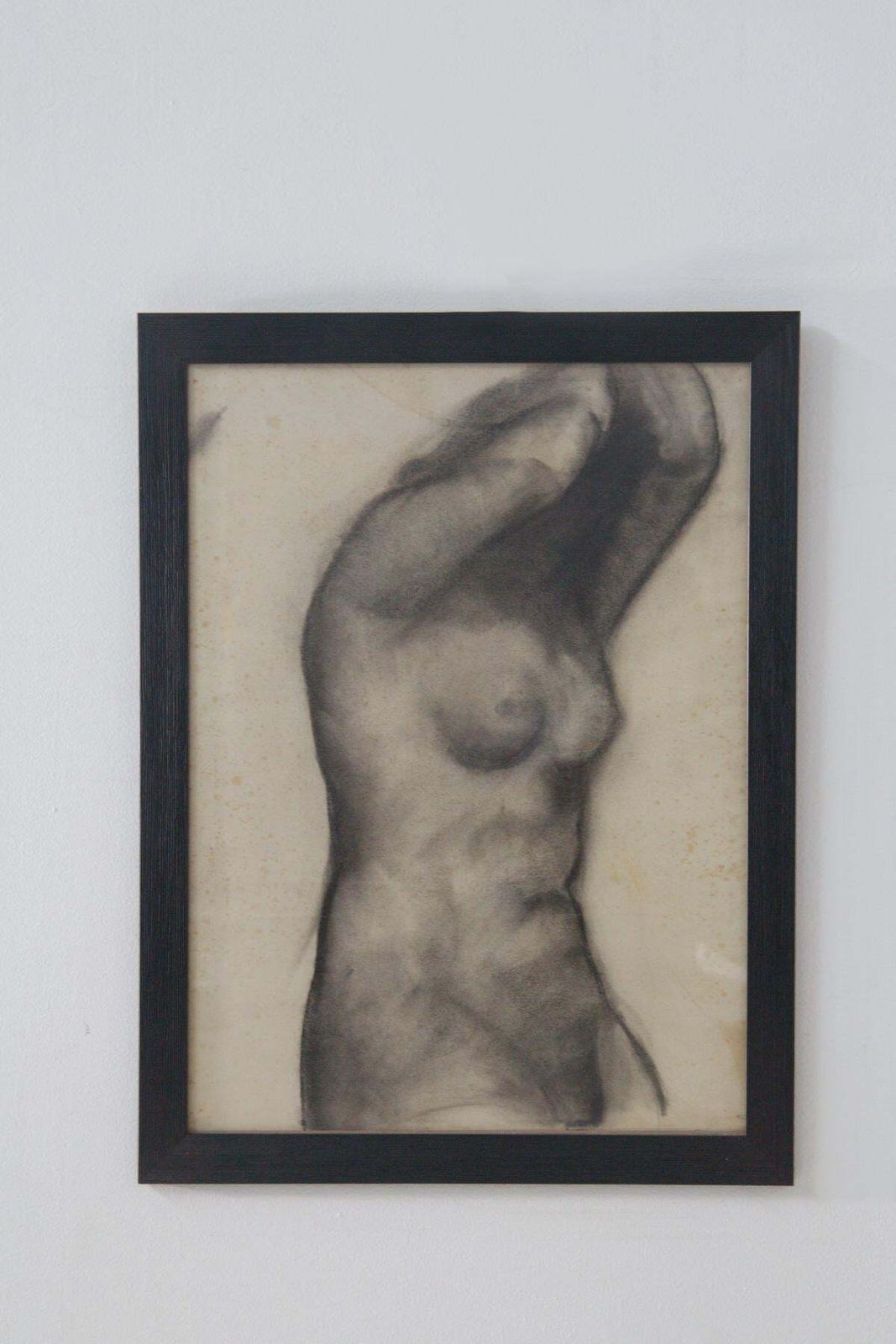Study Of A Female Nude, Italian Futurist Charcoal Drawing photo Art
