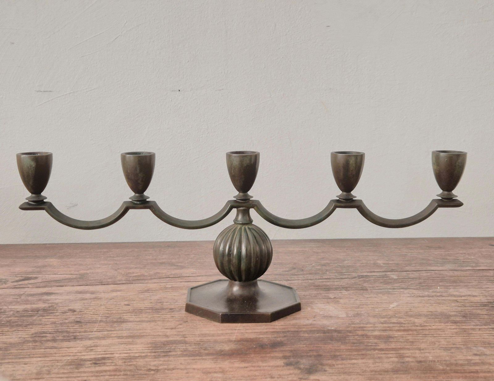 Elegant Swedish Grace Candelabra In Solid Bronze By Jacob ängman, Gab photo for sale