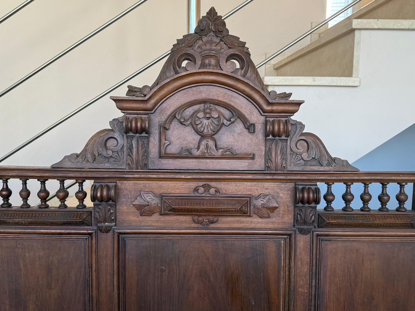 Antique French Louis XVI Style Full/Queen Size Walnut Carved Bed Frame Baroque photo Furniture