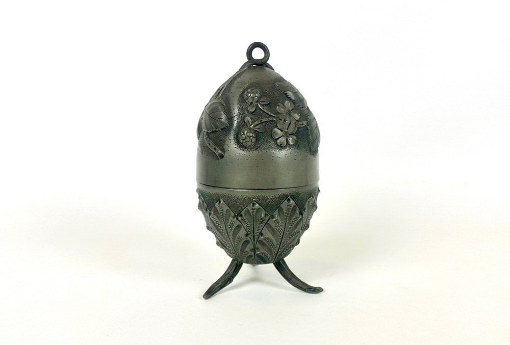 Art Nouveau French Tin Egg Box By Albert Chezal For Etains Dart, 1900s photo vintage
