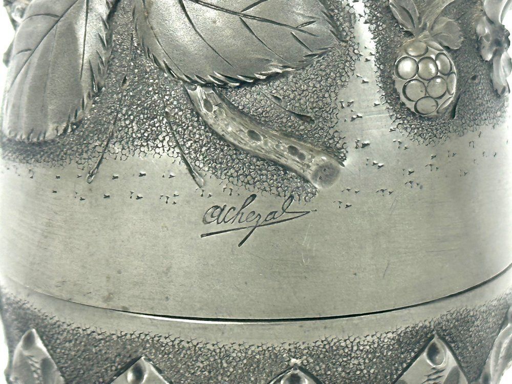 photo furniture Art Nouveau French Tin Egg Box By Albert Chezal For Etains Dart, 1900s