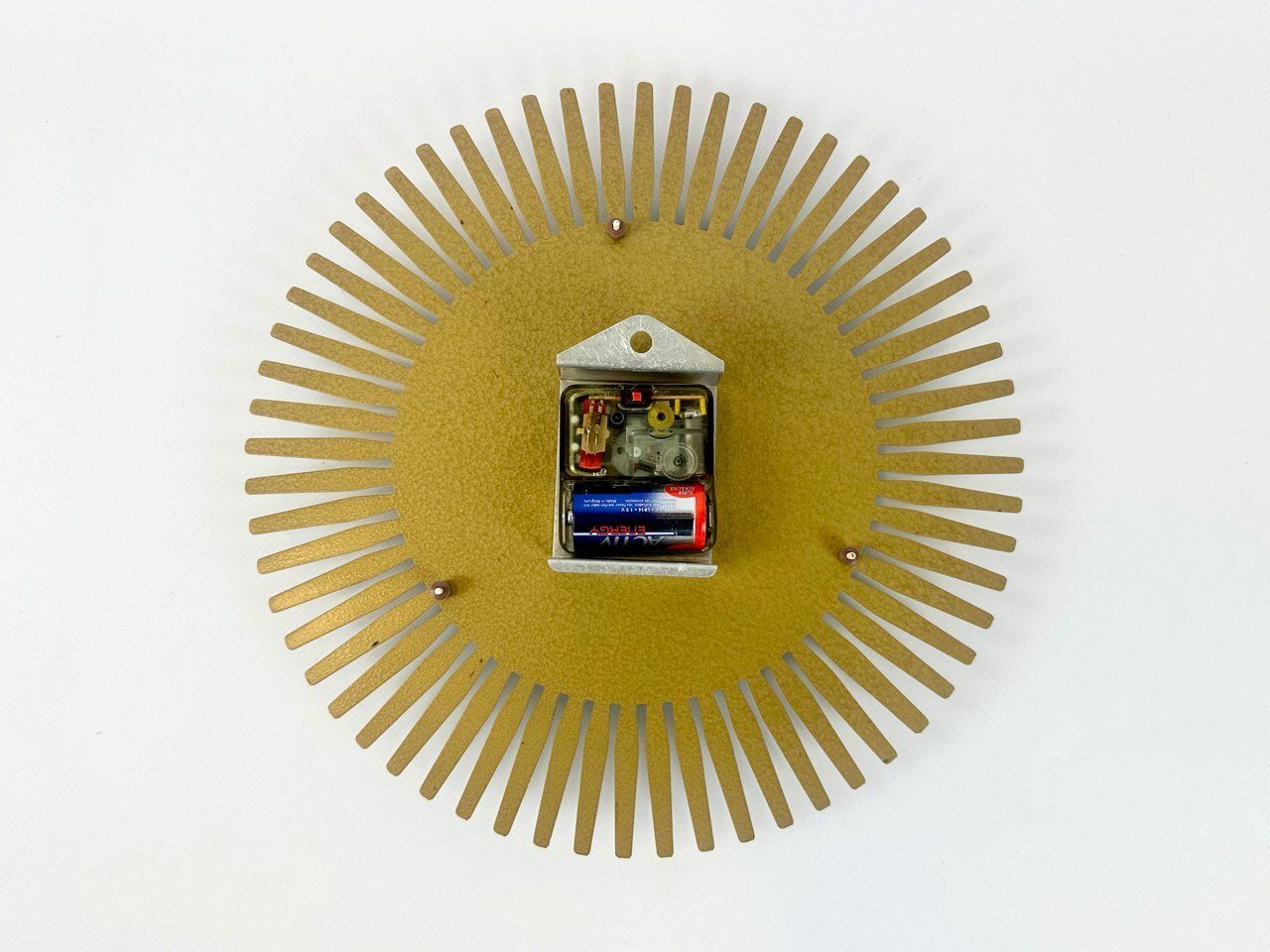 Mid Century Modern Sunburst Wall Clock In Brass From Meister Anker, 1960s photo vinterior