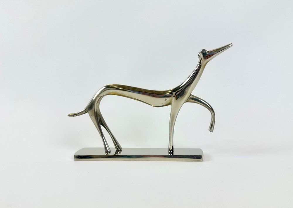 Art Deco White Brass Greyhound Figurine By Laszlo Hoenig, 1930s photo furniture