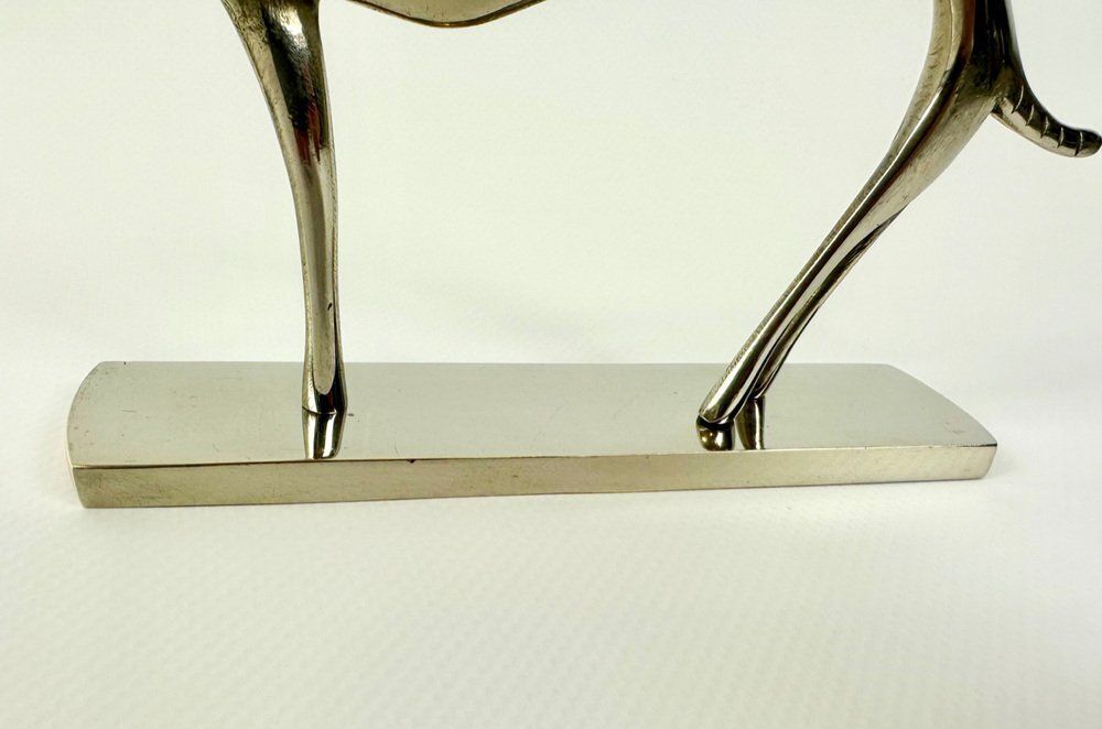 Art Deco White Brass Greyhound Figurine By Laszlo Hoenig, 1930s photo buy