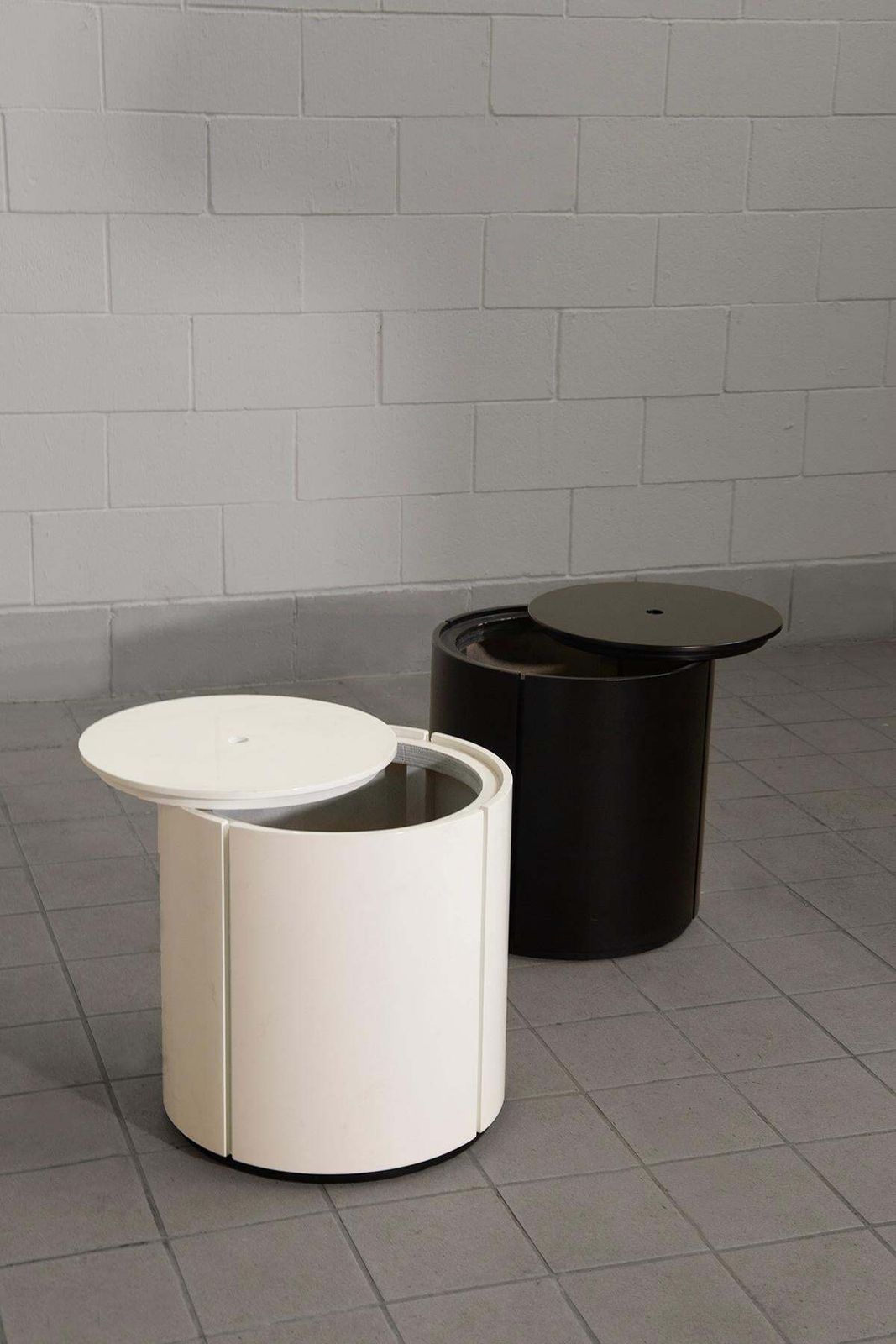 Pair Of Italian Storage Bedside Tables Black And White photo furniture