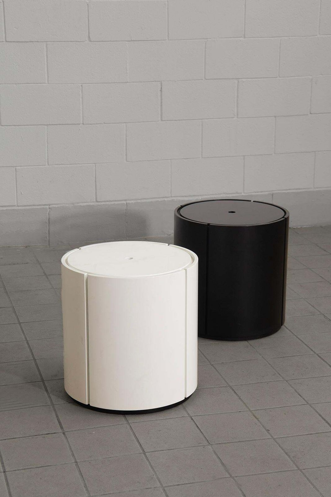 Pair Of Italian Storage Bedside Tables Black And White photo for sale