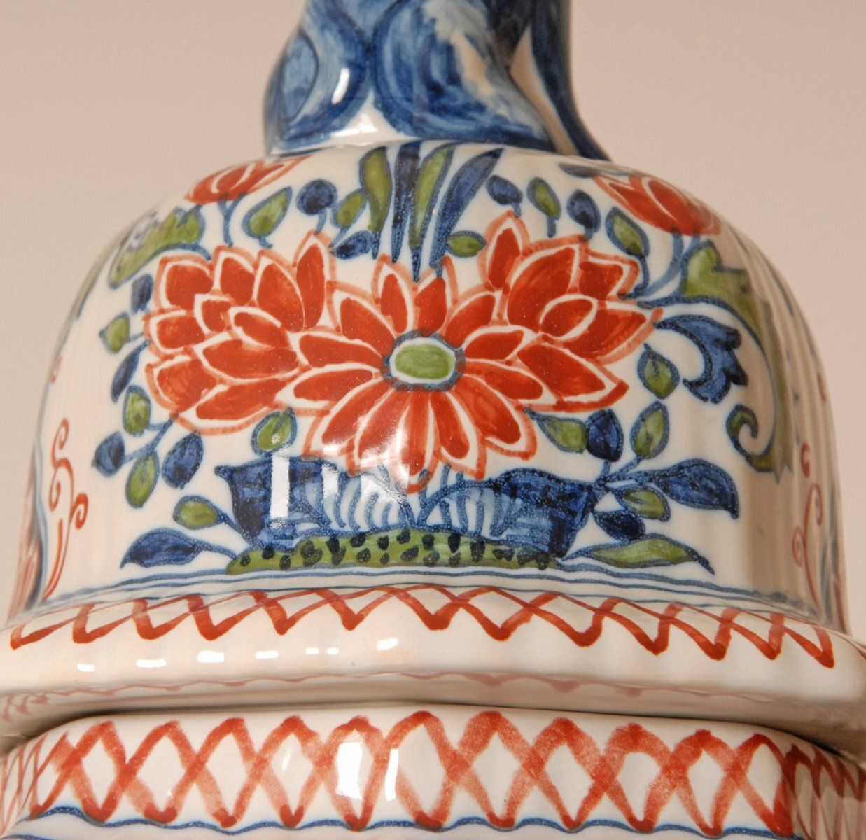 photo furniture Polychrome Chinoiserie Delftware Garniture Vases, 1940s, Set Of 3