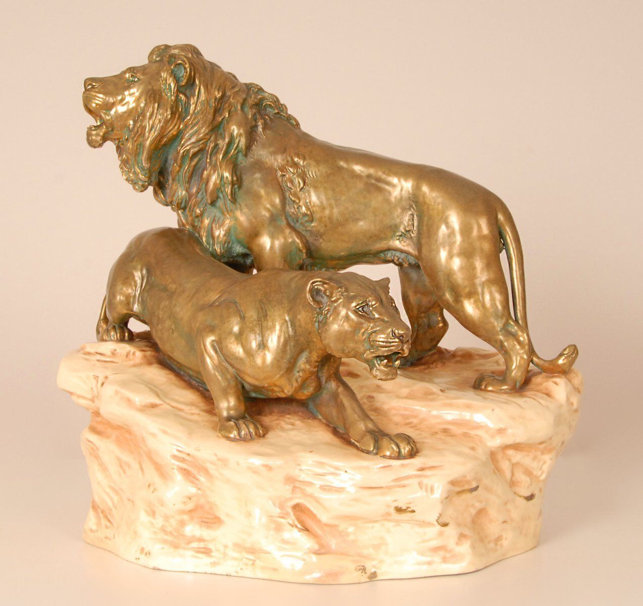 Antique Viennese Porcelain Group Of Lions By Th. Schoop photo furniture