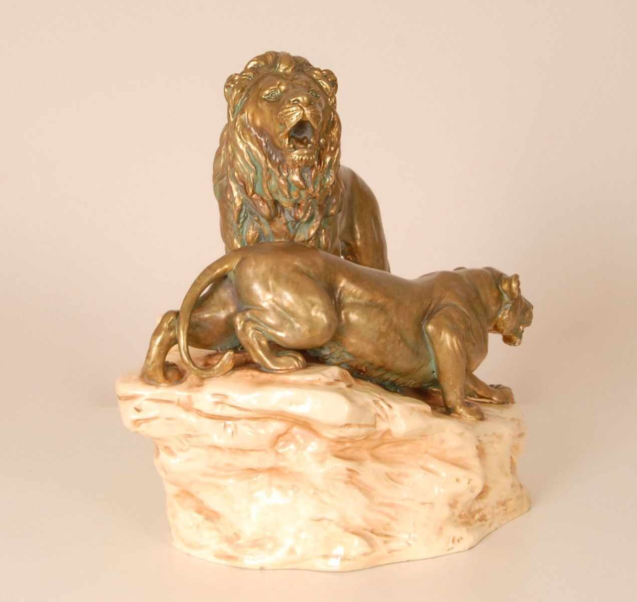 Antique Viennese Porcelain Group Of Lions By Th. Schoop photo 3232.0