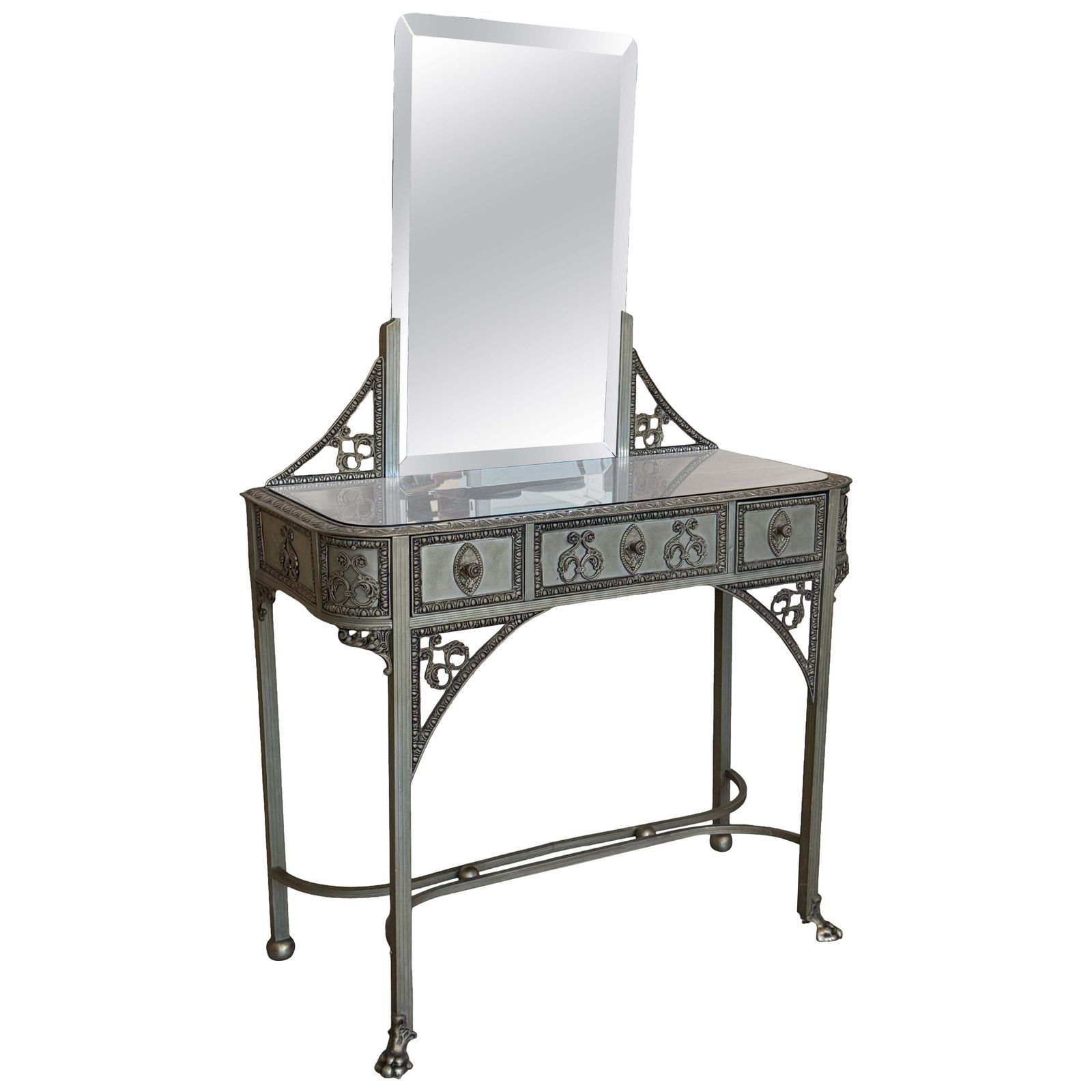 19th Century French Bronze Mirrored Dressing Table Or Vanity With Mirror