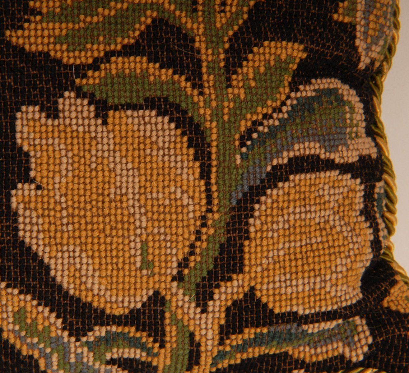 19th Century French Needlepoint Pillow Throw Cushion In Floral Dark Blue photo furniture