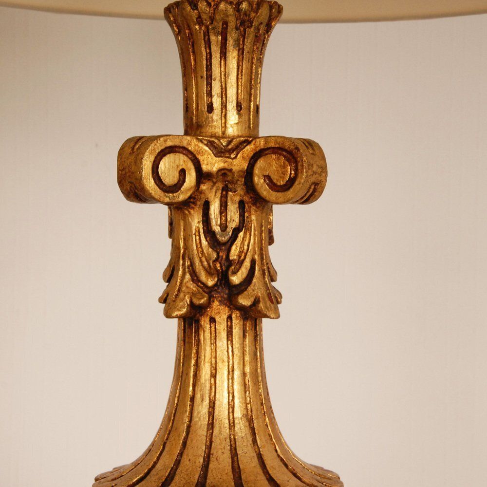 Neoclassical Italian Lamps In Carved Gold Giltwood, Set Of 2 photo buy