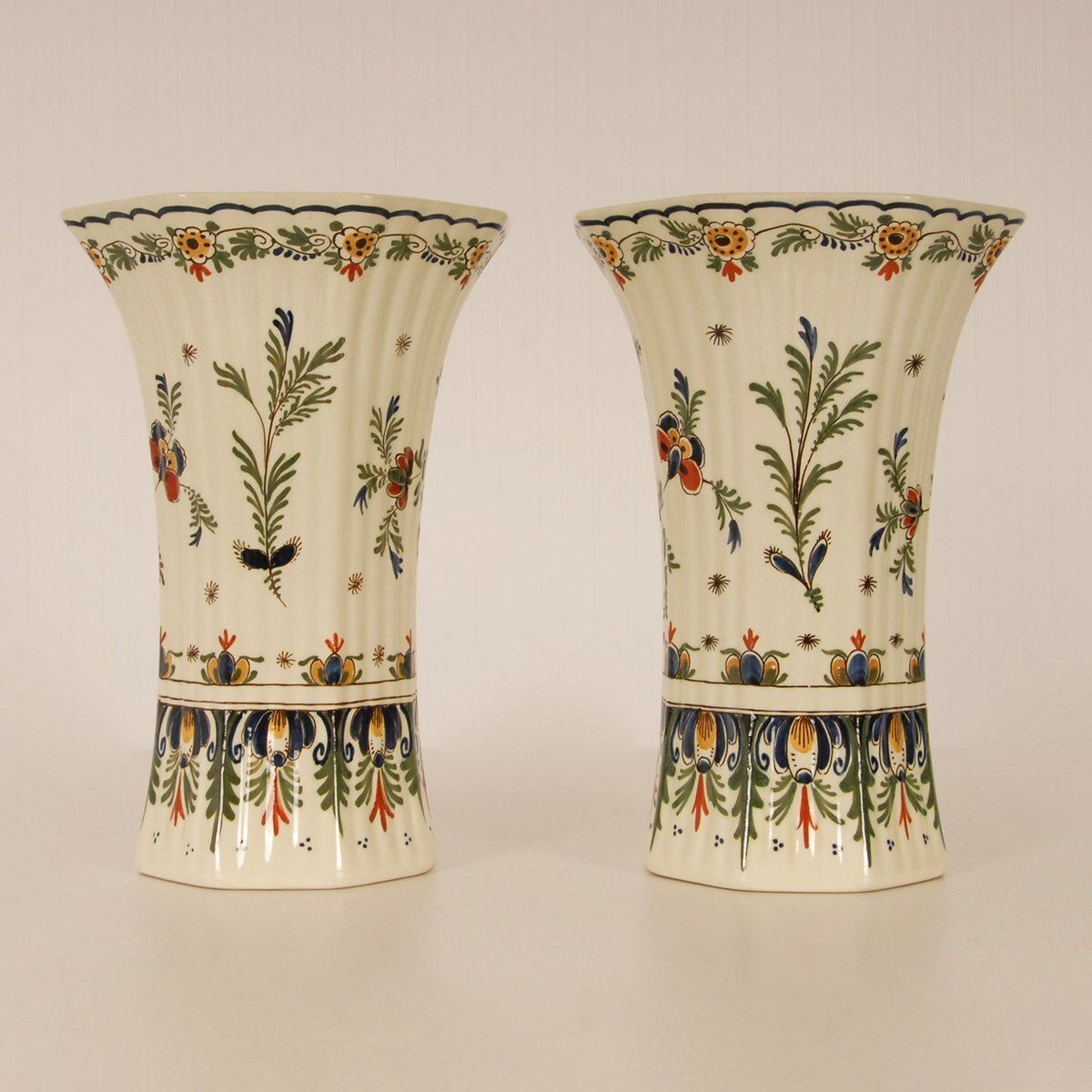 Polychrome Delftware Beaker Vases From Royal Delft, 1950s, Set Of 2 photo vinterior