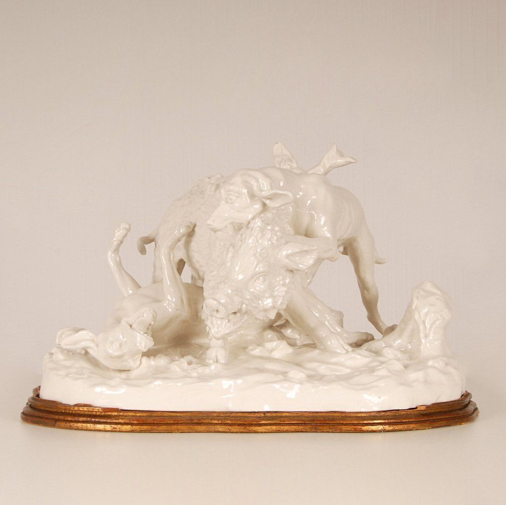 Home Decor Antique Porcelain Hunting Scene, 19th Century photo