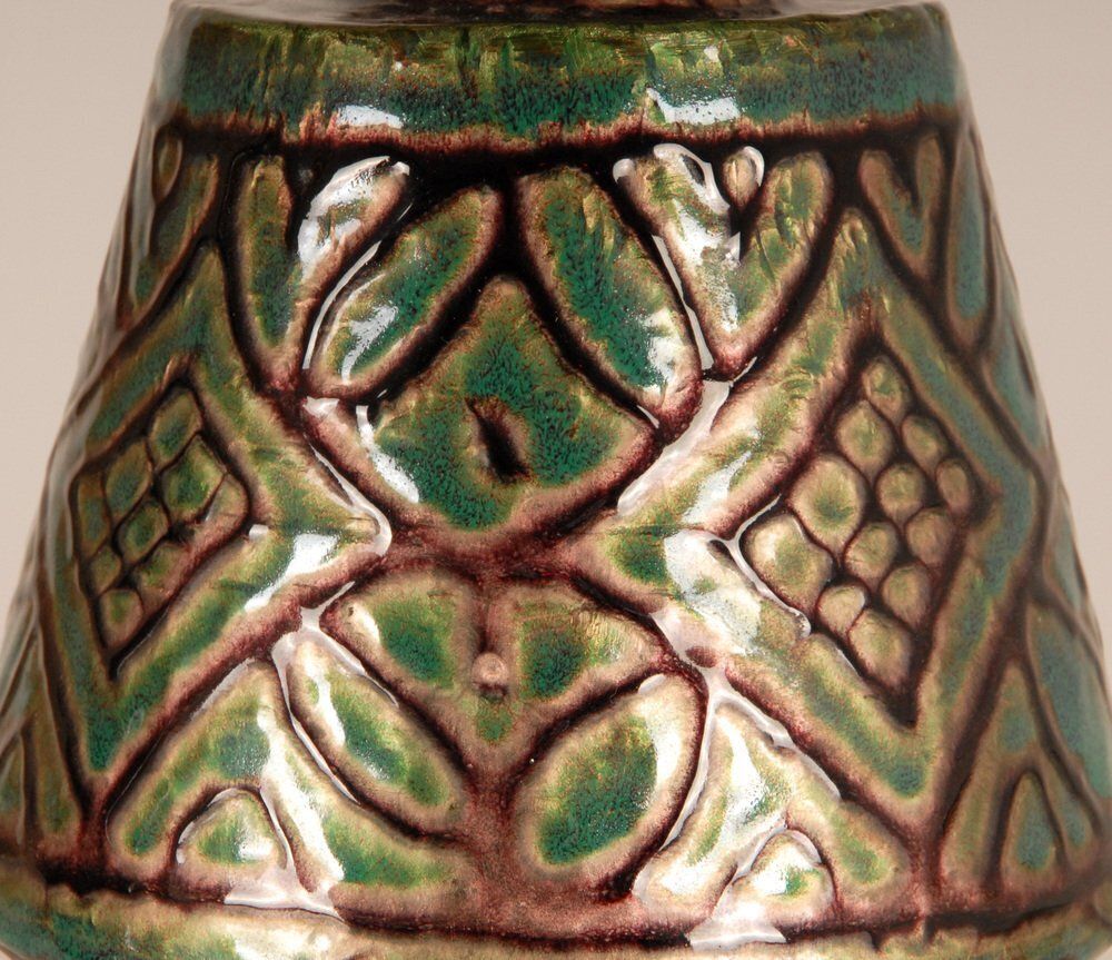 French Art Deco Geometric Table Lamps In Enamel On Copper By Camille Faure, 18th Century, Set Of 2 photo furniture
