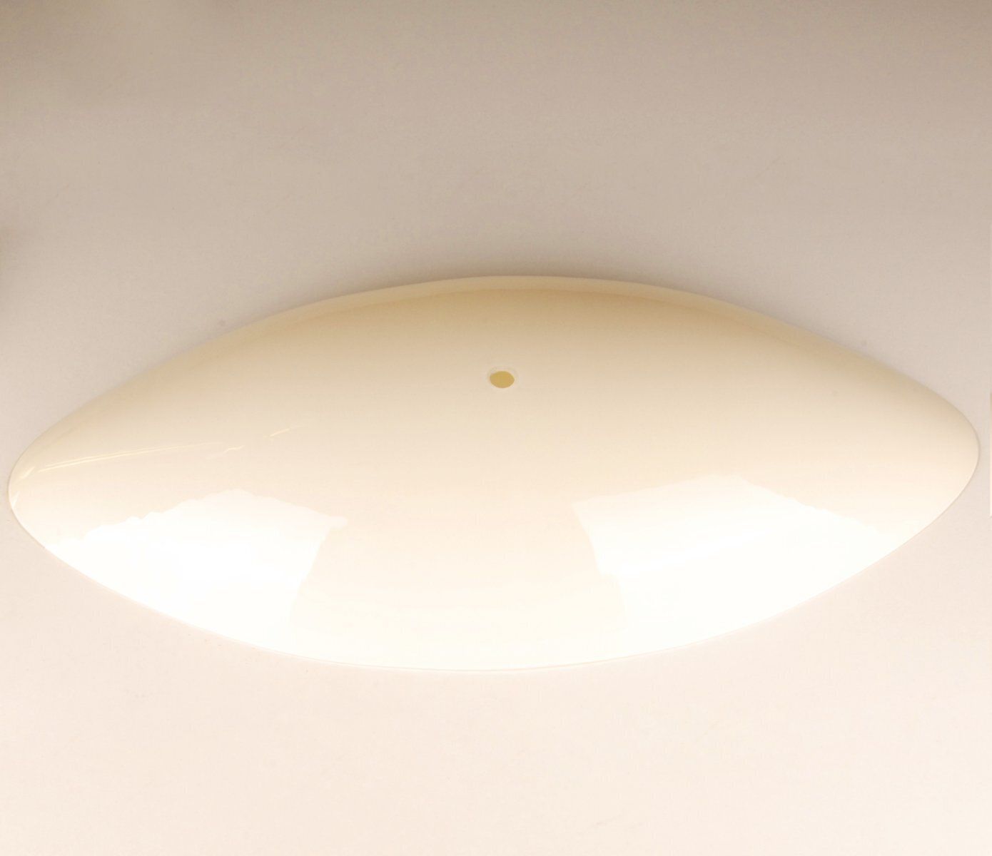 photo for sale Milo Baughman Style Gilt Brass & Burl Wood Mushroom Table Lamp With Handcrafted Glass Lampshade, 1960s
