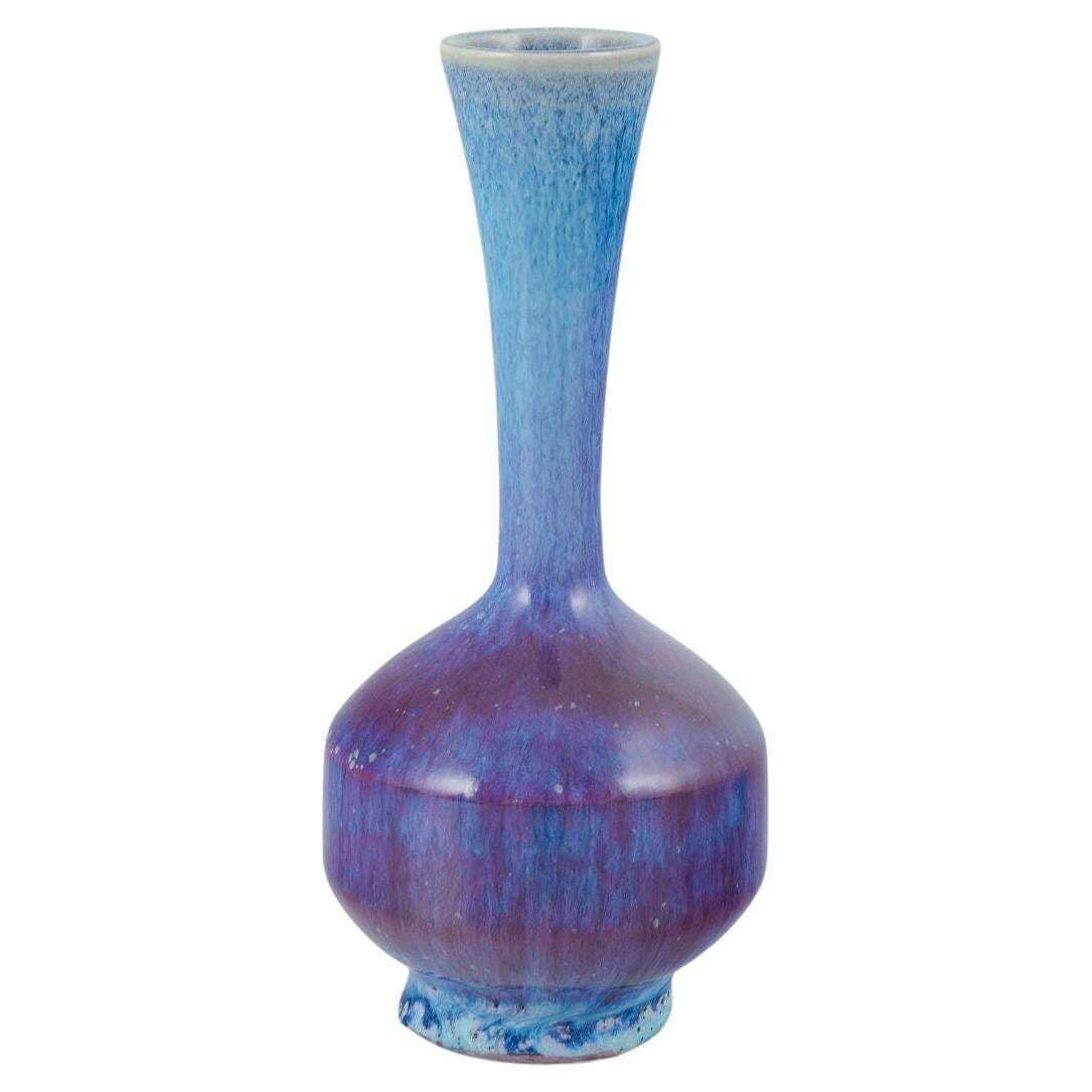 Berndt Friberg For Gustavsberg Studio. Small Stoneware Vase With Aniara Glaze.