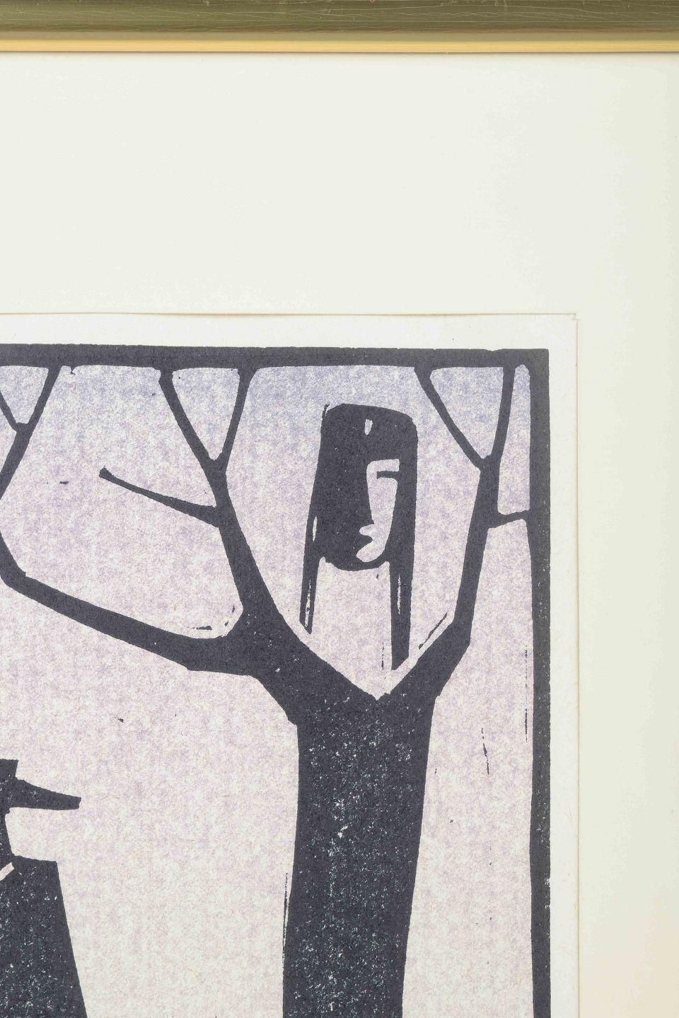 åke Holm, Sweden. Black And White Woodcut With The Three Wise Men, 1978. photo Art