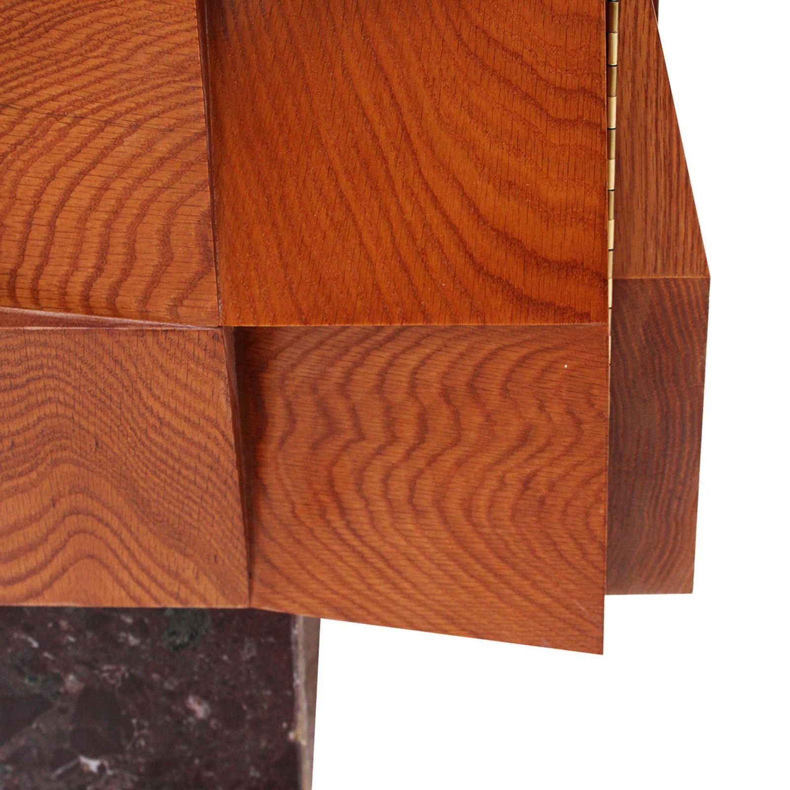 Contemporary Modern Pair Of Sideboards In Wood And Burgundy Marble Top, Italy photo vintage