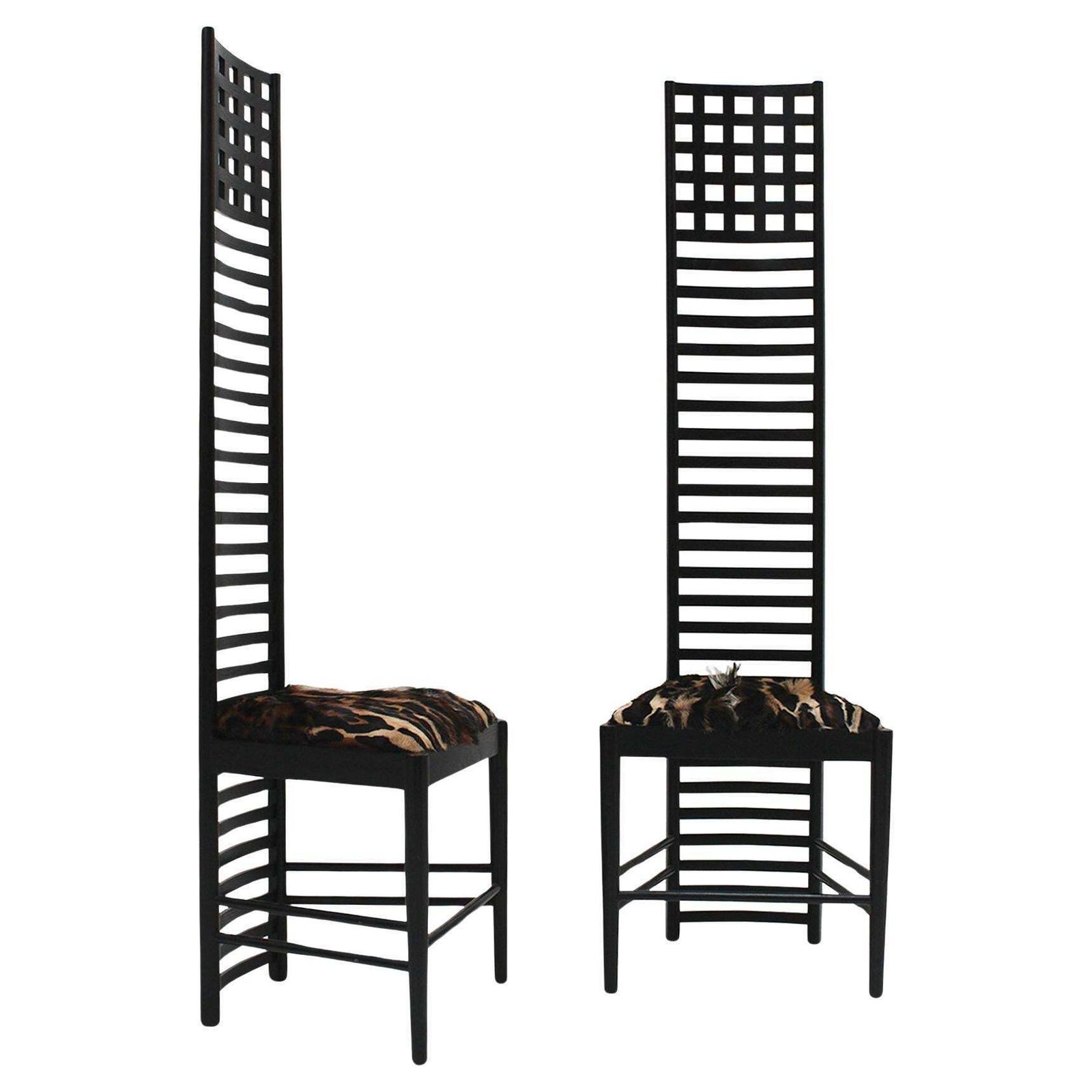 Mid Century Modern Mackintosh "292 Hill House 1" Italian Pair Of Ashwood Chairs