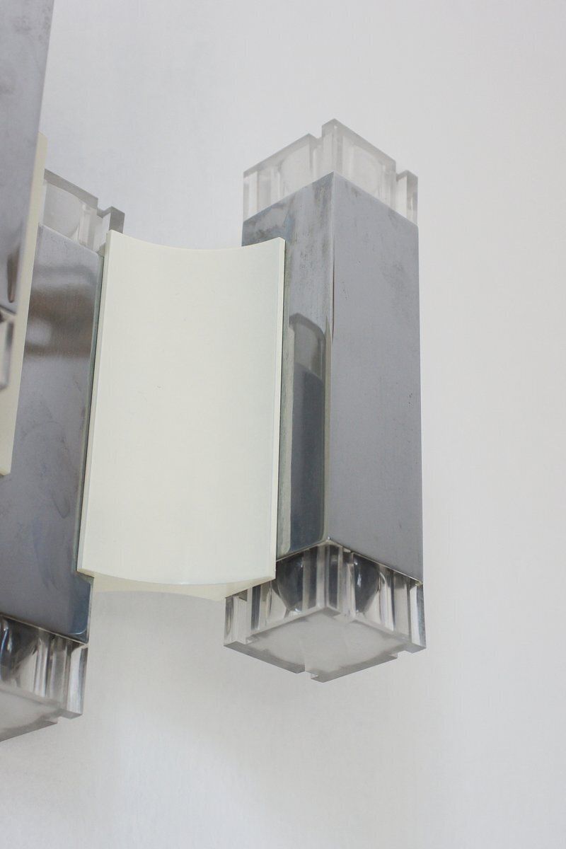 Cubic Wall Lamps By Gaetano Sciolari For Sciolari Illuminazione, Italy, 1970s, Set Of 2 photo buy