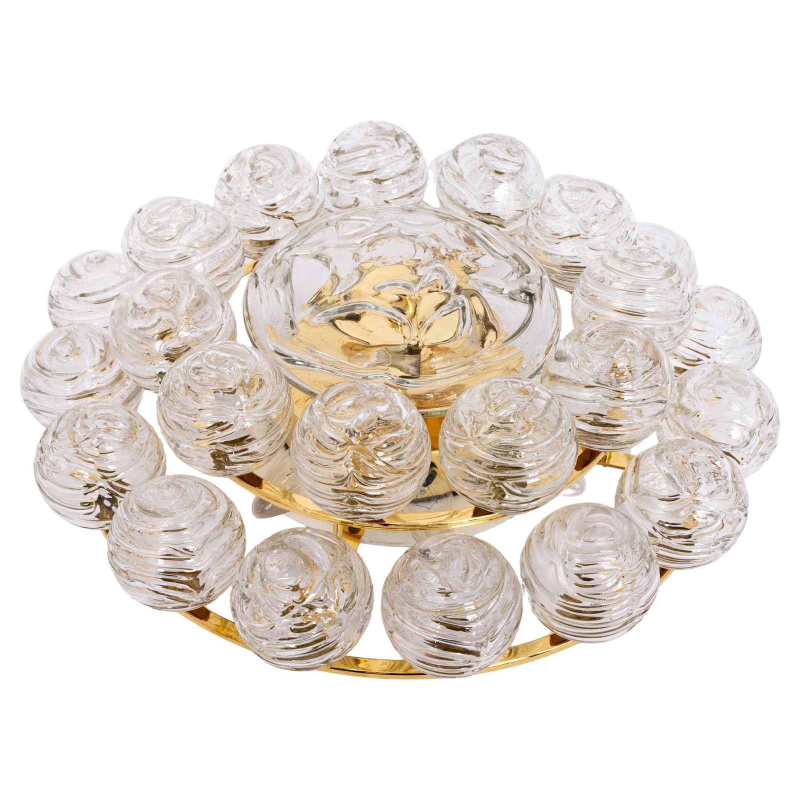 Spectacular Sputnik Flush Mount Glass Snow Balls By Doria, Germany, 1970s