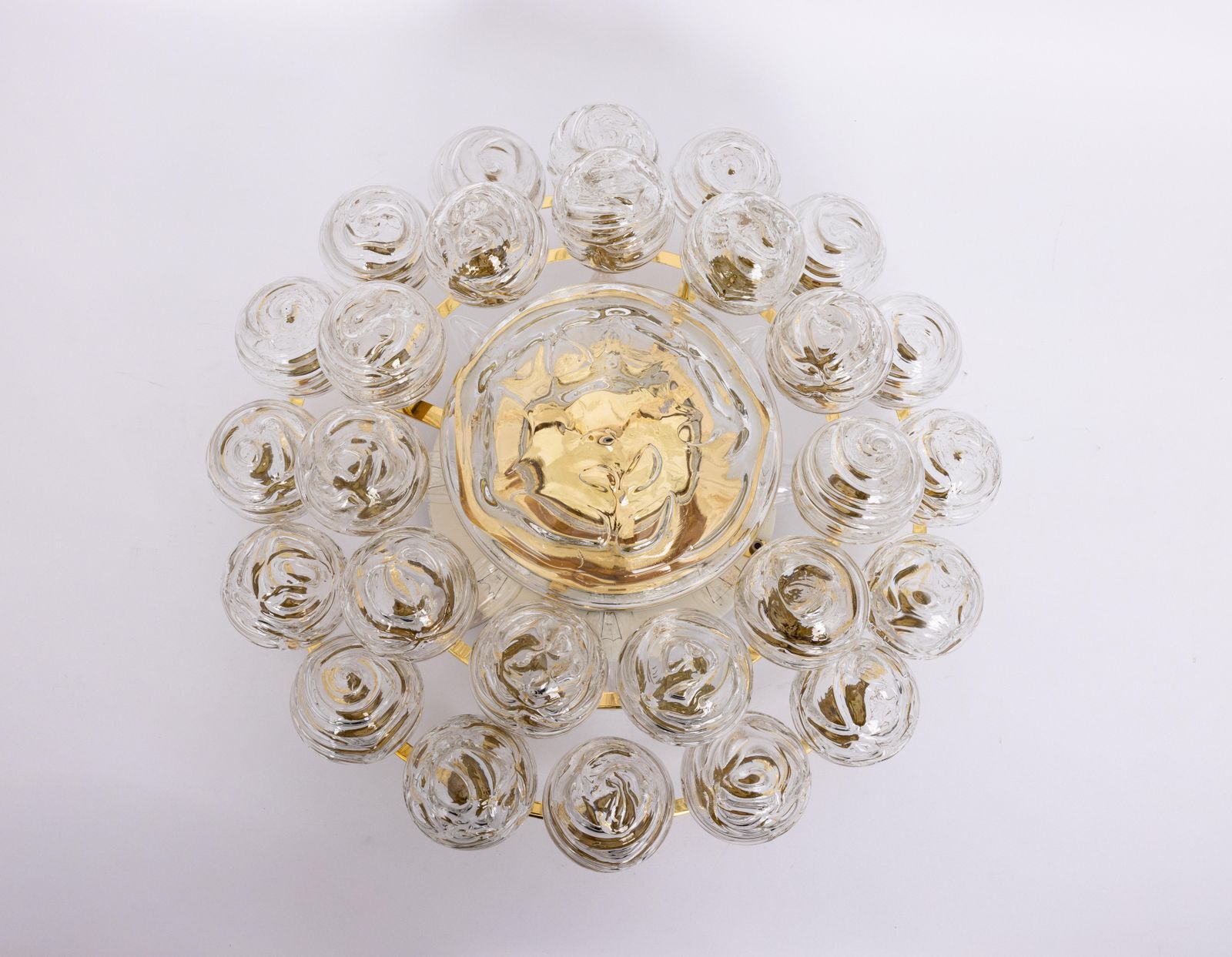 photo for sale Spectacular Sputnik Flush Mount Glass Snow Balls By Doria, Germany, 1970s