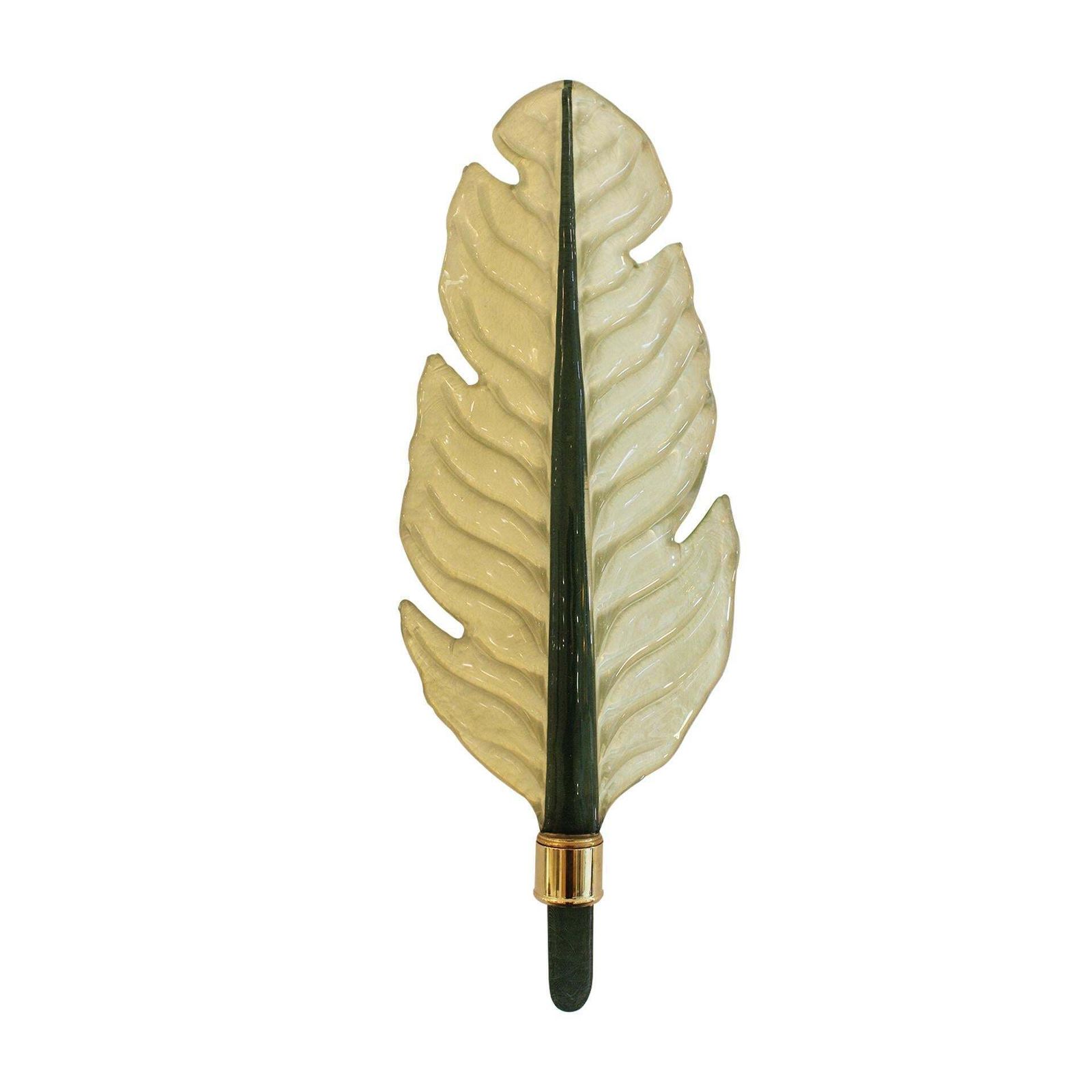 Mid Modern Style Pair Of Green Leaf Murano Glass And Brass Italian Wall Sconces photo furniture