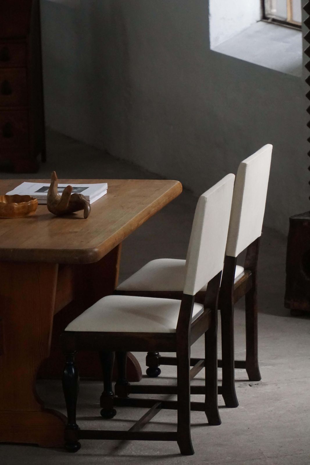 Set Of 6 Swedish Grace Dining Chairs In Birch & New Upholstery, 1920s photo for sale