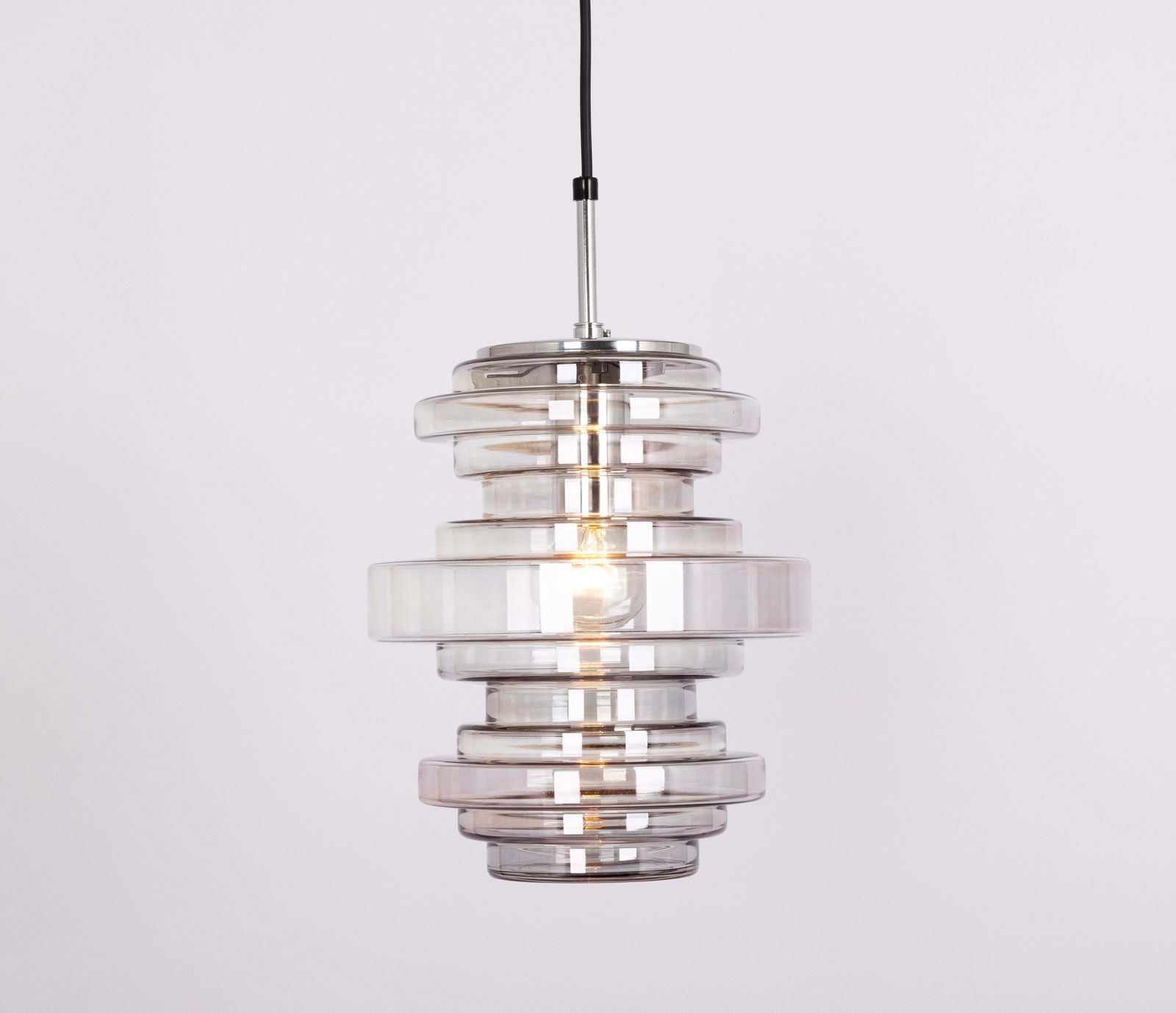 1 Of 2 Rare Limburg Smoked Glass Pendant Lamps, Germany, 1970s photo buy