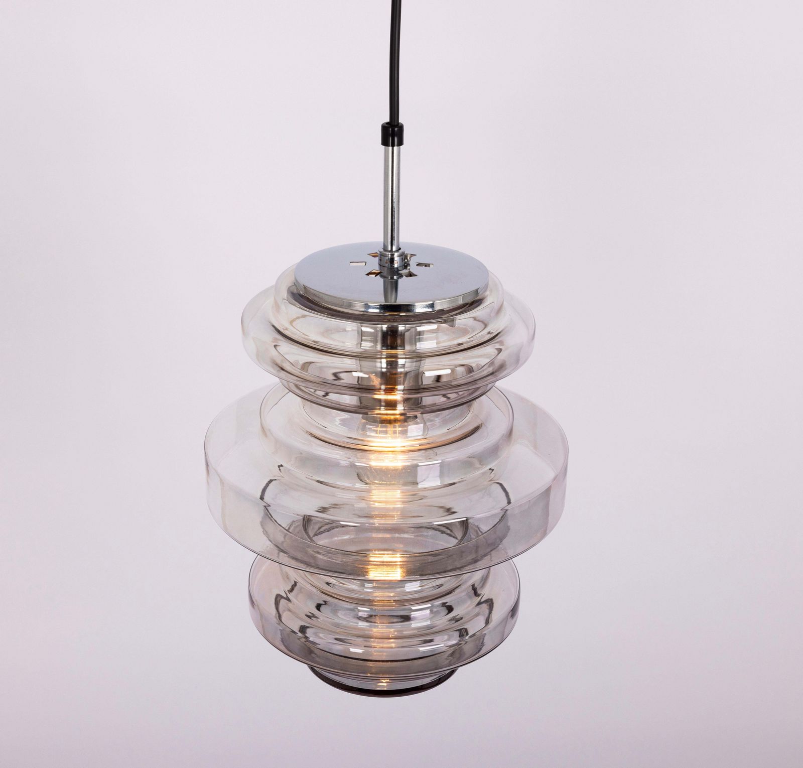 photo vintage 1 Of 2 Rare Limburg Smoked Glass Pendant Lamps, Germany, 1970s