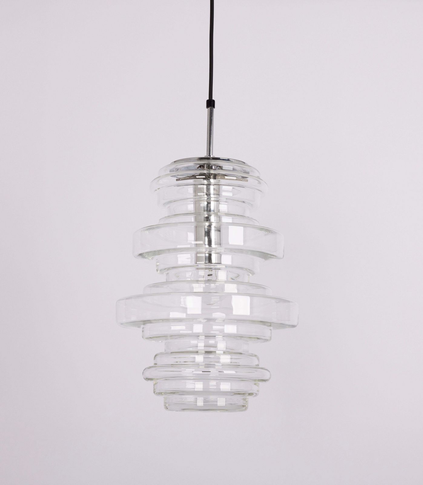 photo buy 1 Of 2 Rare Large Limburg Clear Glass Pendant Lamps, Germany, 1970s