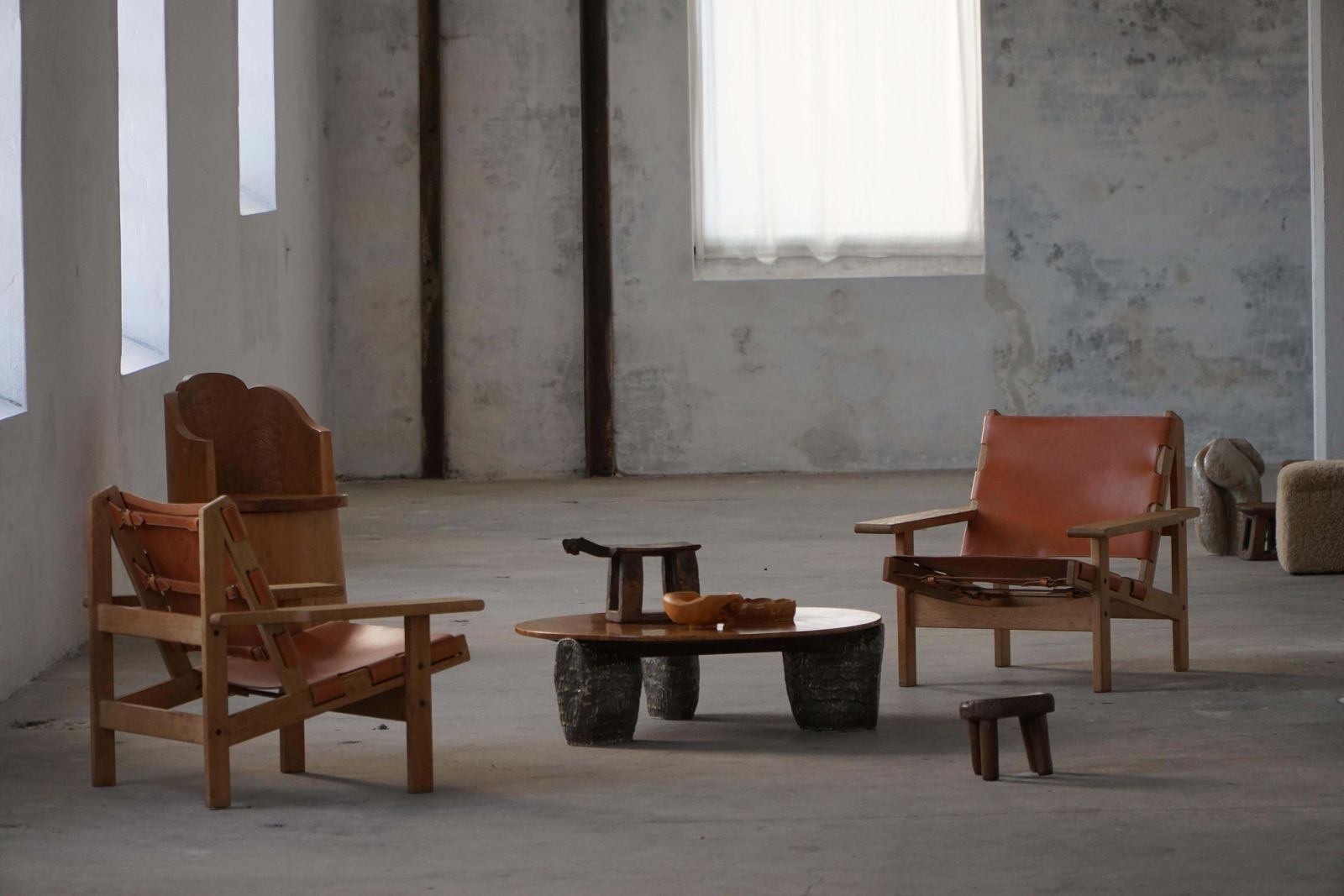 photo furniture Pair Of Hunting Chairs In Oak & Leather By Kurt østervig, Danish Modern, 1960s