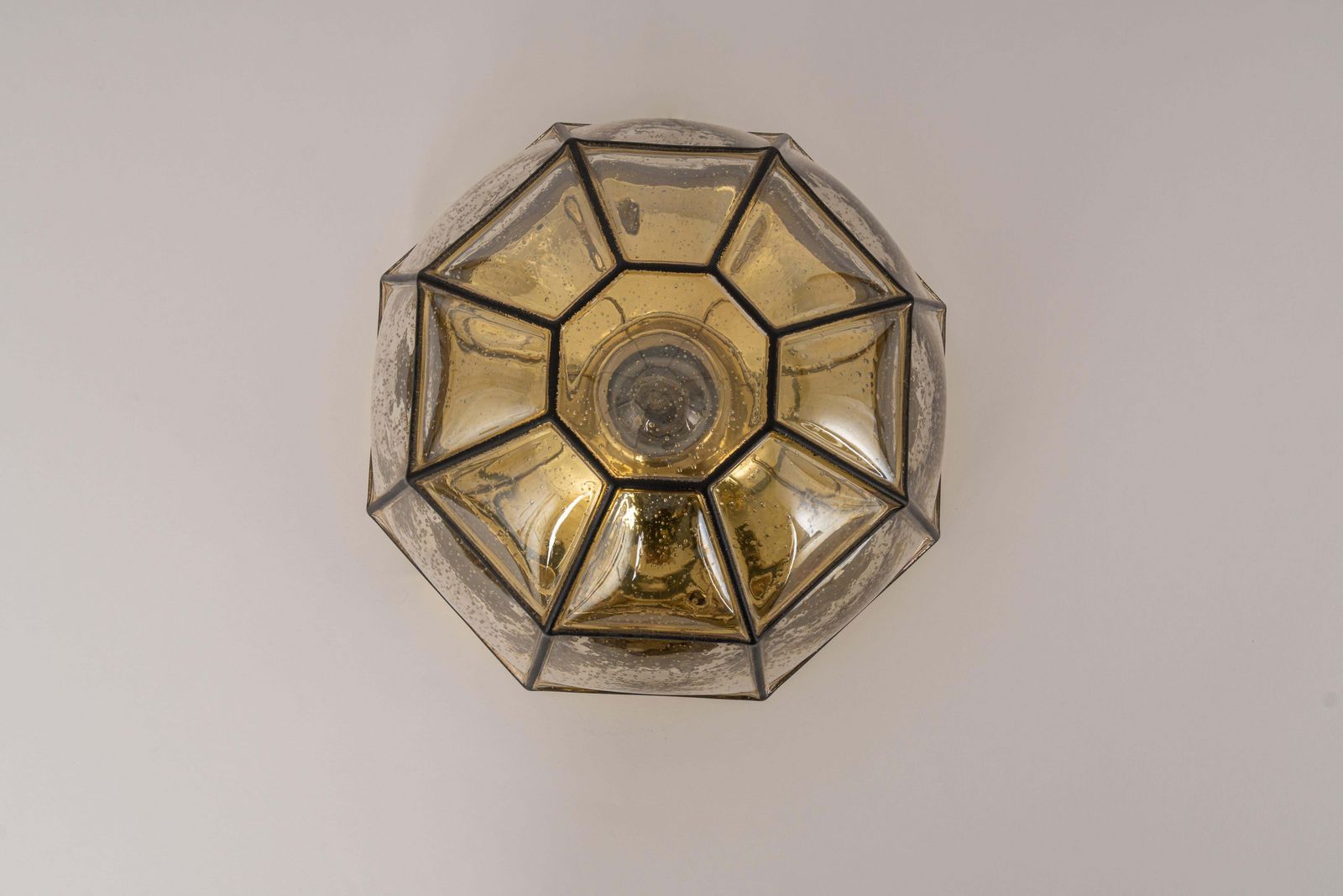 1 Of 3 Iron And Clear Glass Flushmount By Limburg, Germany, 1960s photo Lighting