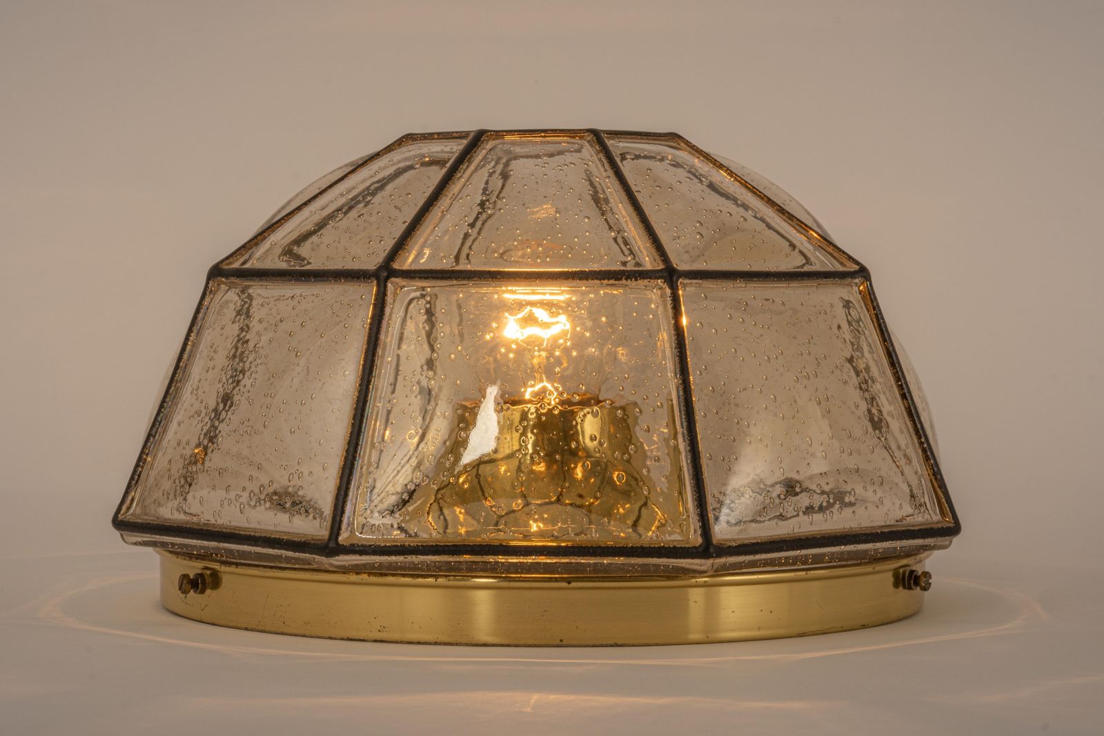 1 Of 3 Iron And Clear Glass Flushmount By Limburg, Germany, 1960s photo vintage