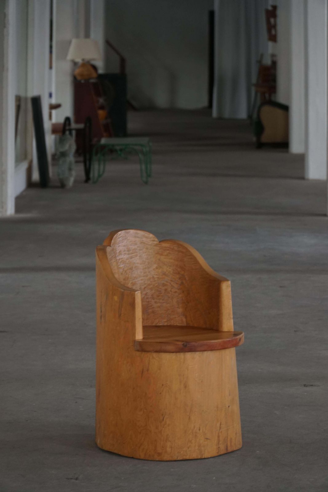 Modern Stump Chair In Solid Pine, By A Swedish Cabinetmaker, Wabi Sabi, 1960s photo vintage