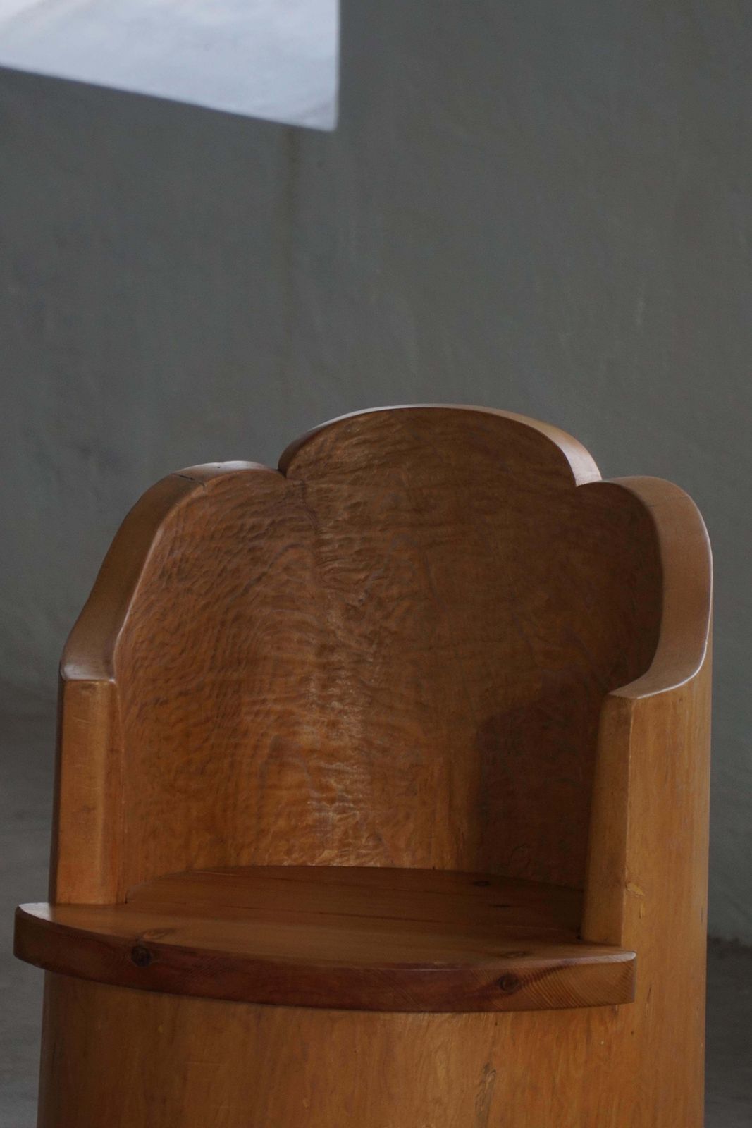 photo for sale Modern Stump Chair In Solid Pine, By A Swedish Cabinetmaker, Wabi Sabi, 1960s